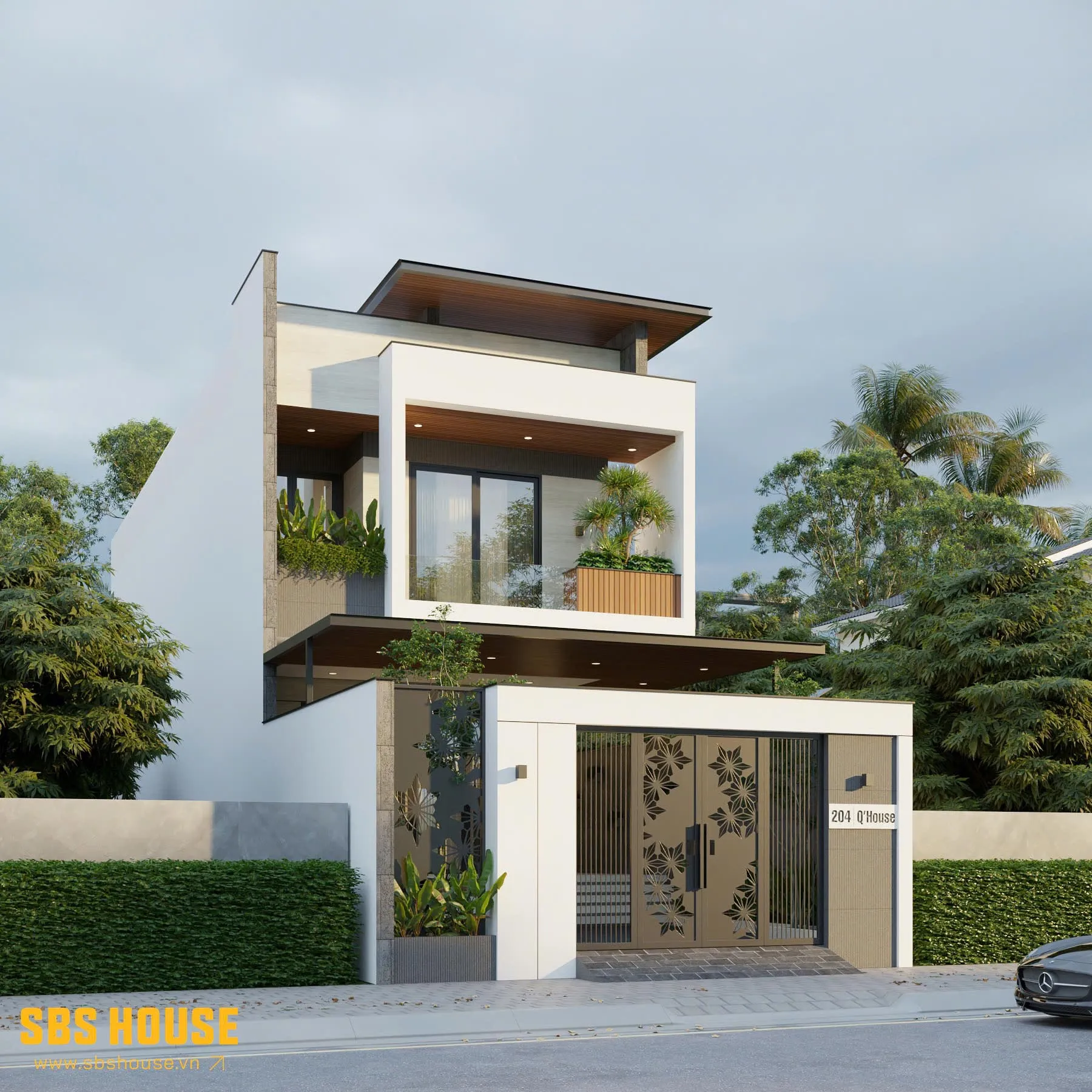 Mẫu nhà 1 trệt 1 lầu 3 phòng ngủ hiện đại