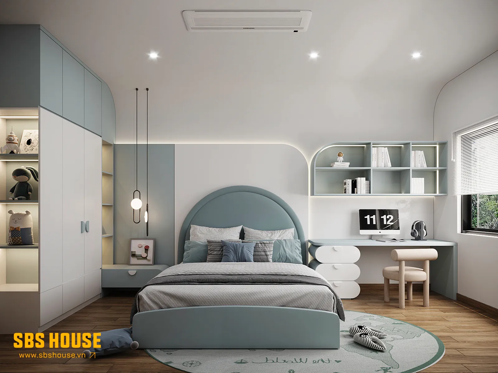 Mẫu thiết kế phòng ngủ 12m2 cho bé trai