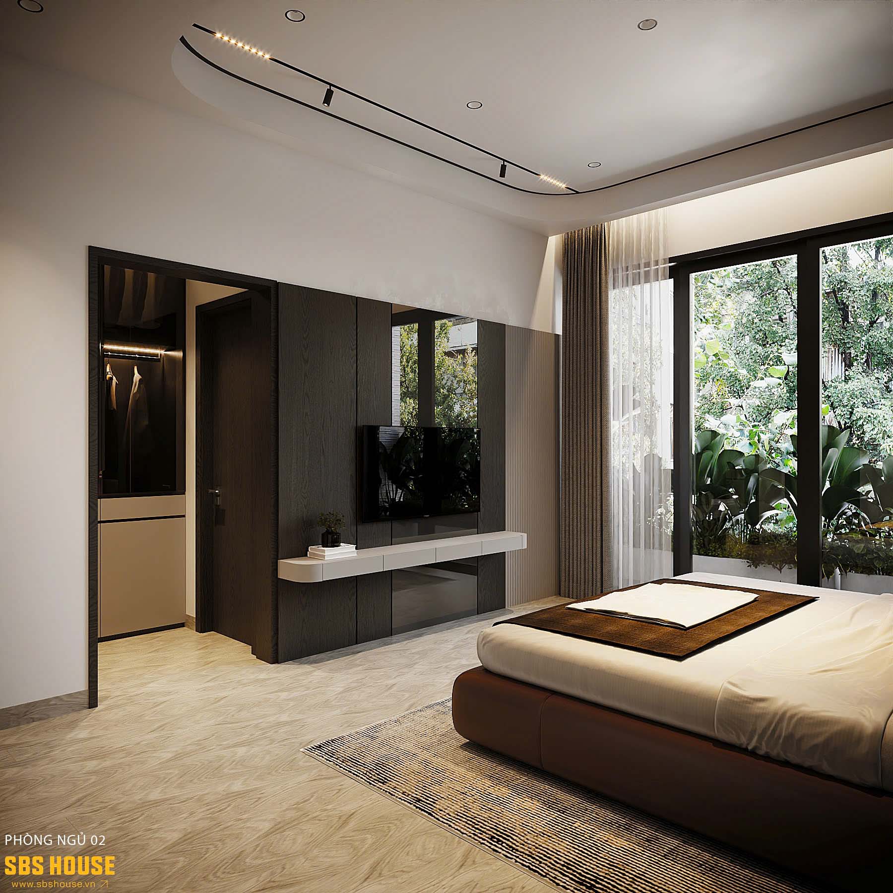 mẫu thiết kế phòng ngủ 20m2 đẹp có ban công