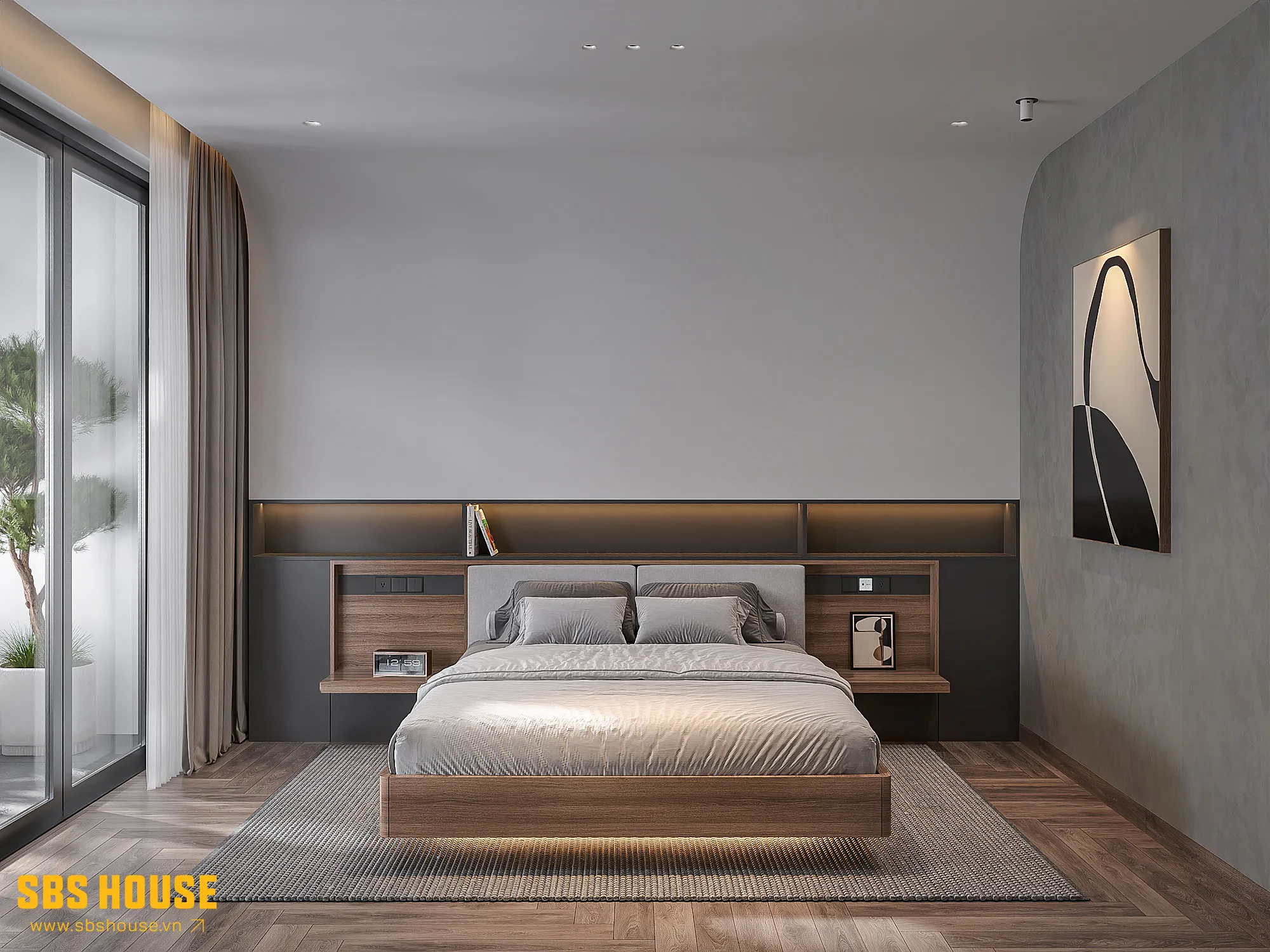 Sơn phòng ngủ màu xám khói