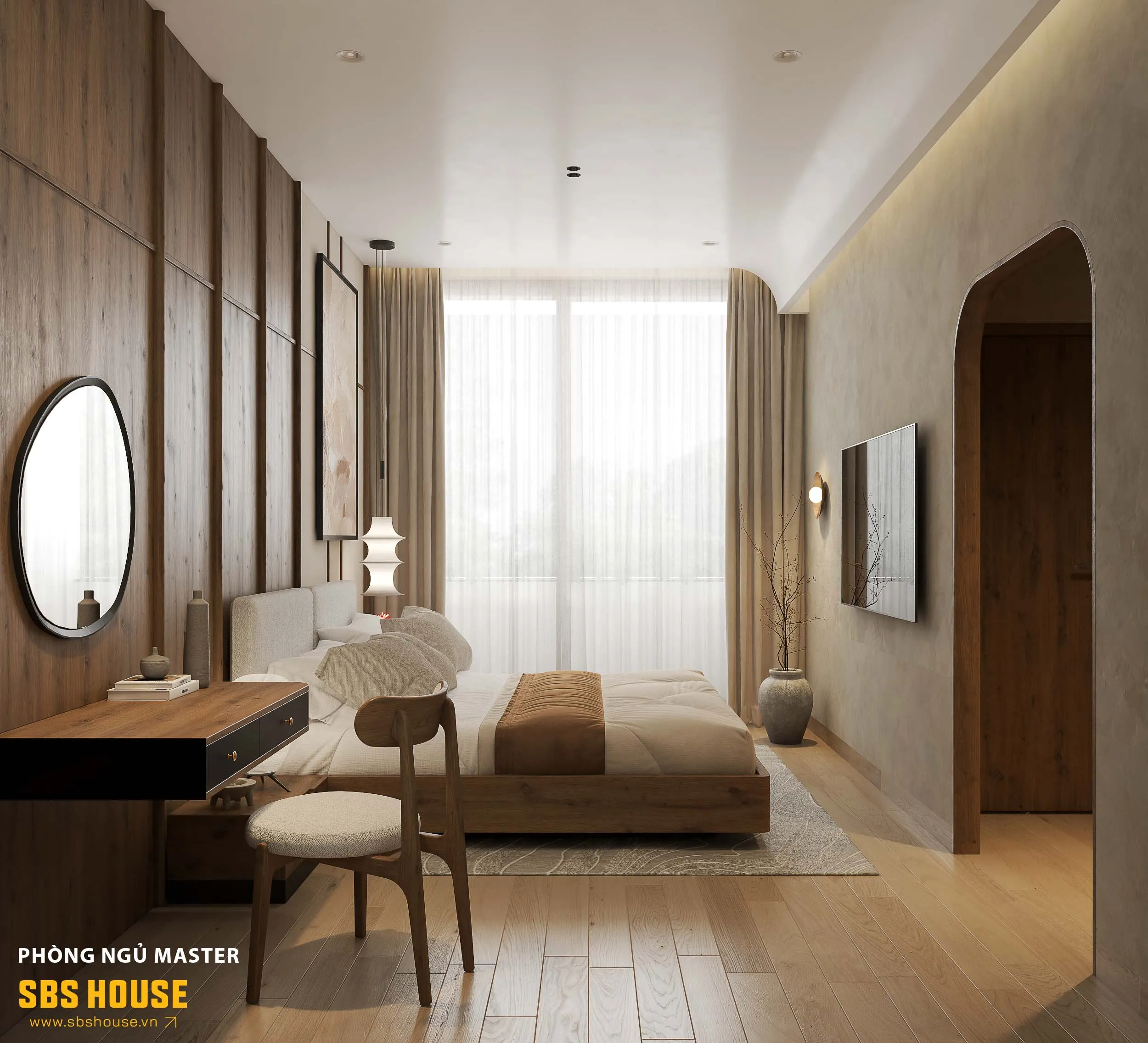 Mẫu thiết kế phòng ngủ đẹp cho nữ phong cách thô mộc