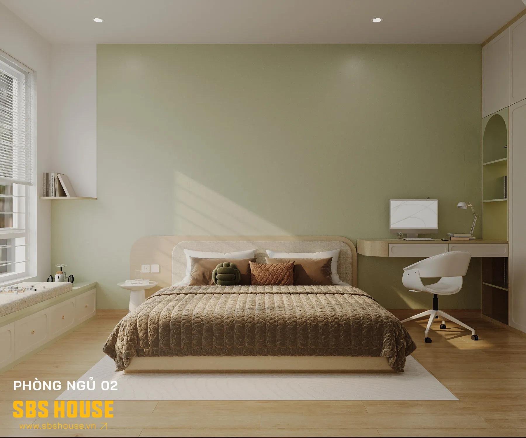 Sơn phòng ngủ màu xanh lá cây