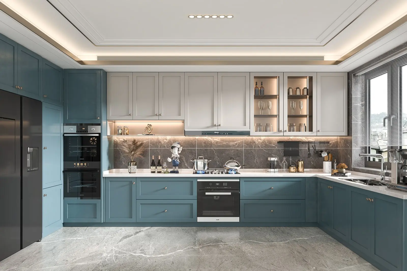 mẫu tủ bếp tân cổ điển hình chữ L