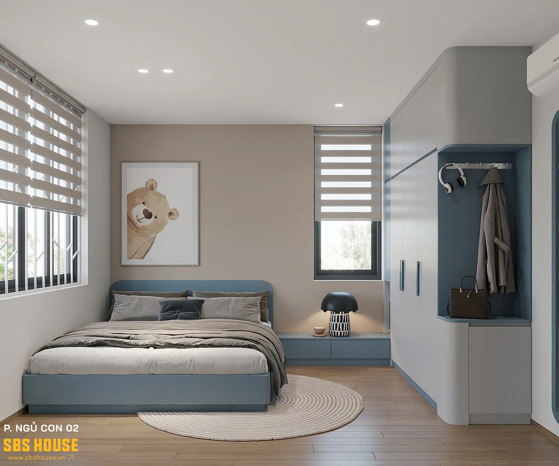 Mẫu thiết kế phòng ngủ 15m2 cho bé trai