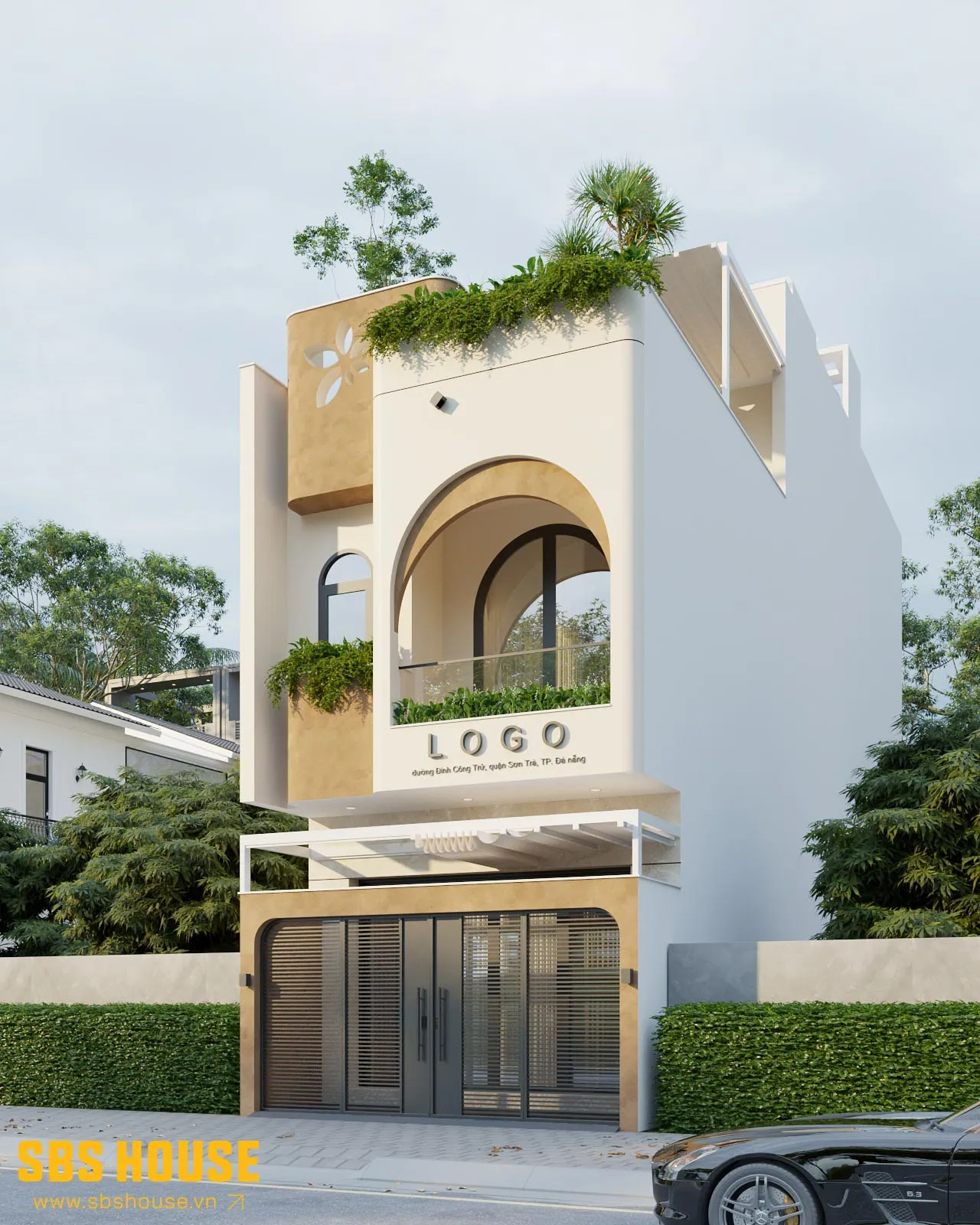 mẫu nhà 3 tầng kết hợp kinh doanh 5x19m