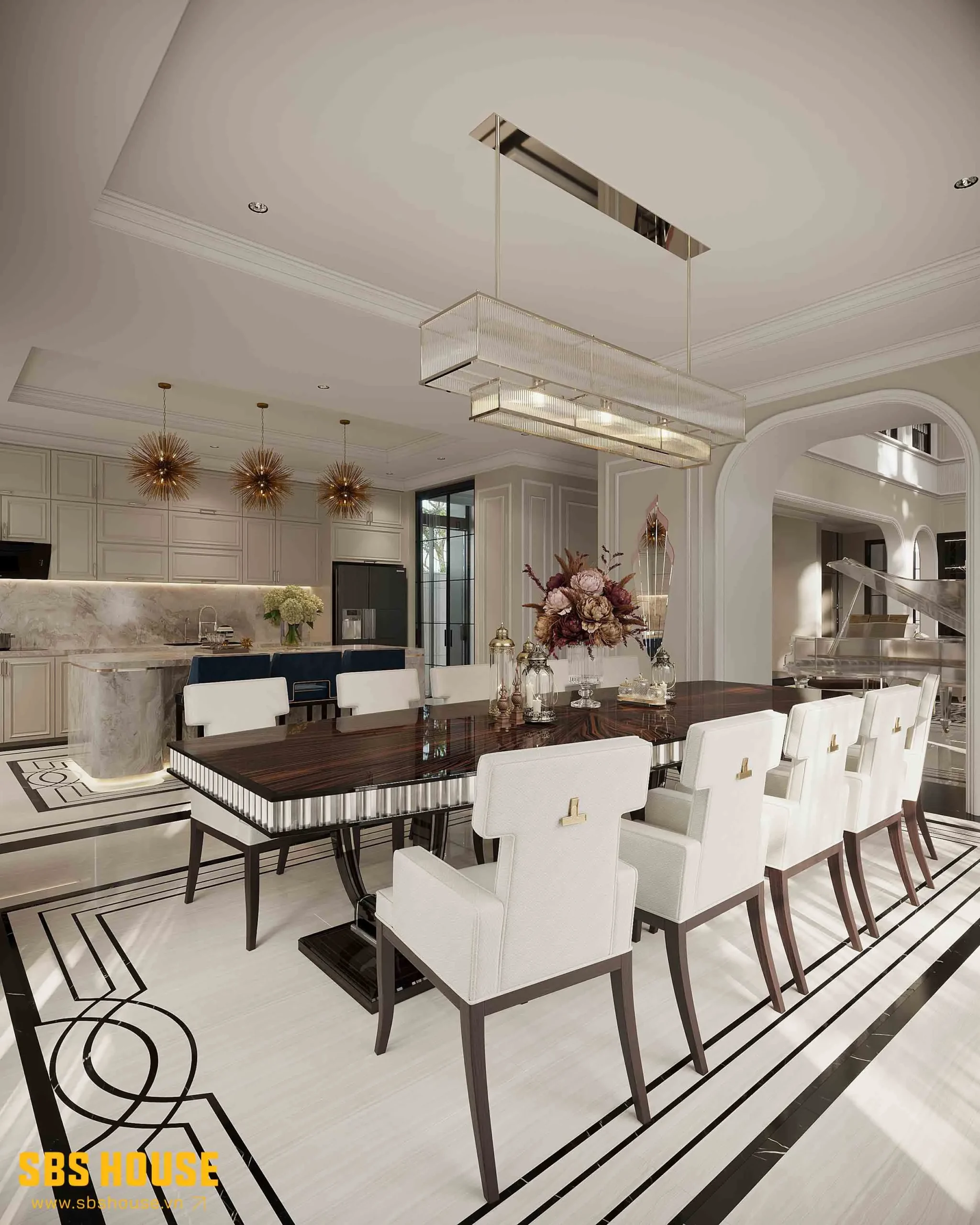 không gian phòng bếp của biệt thự