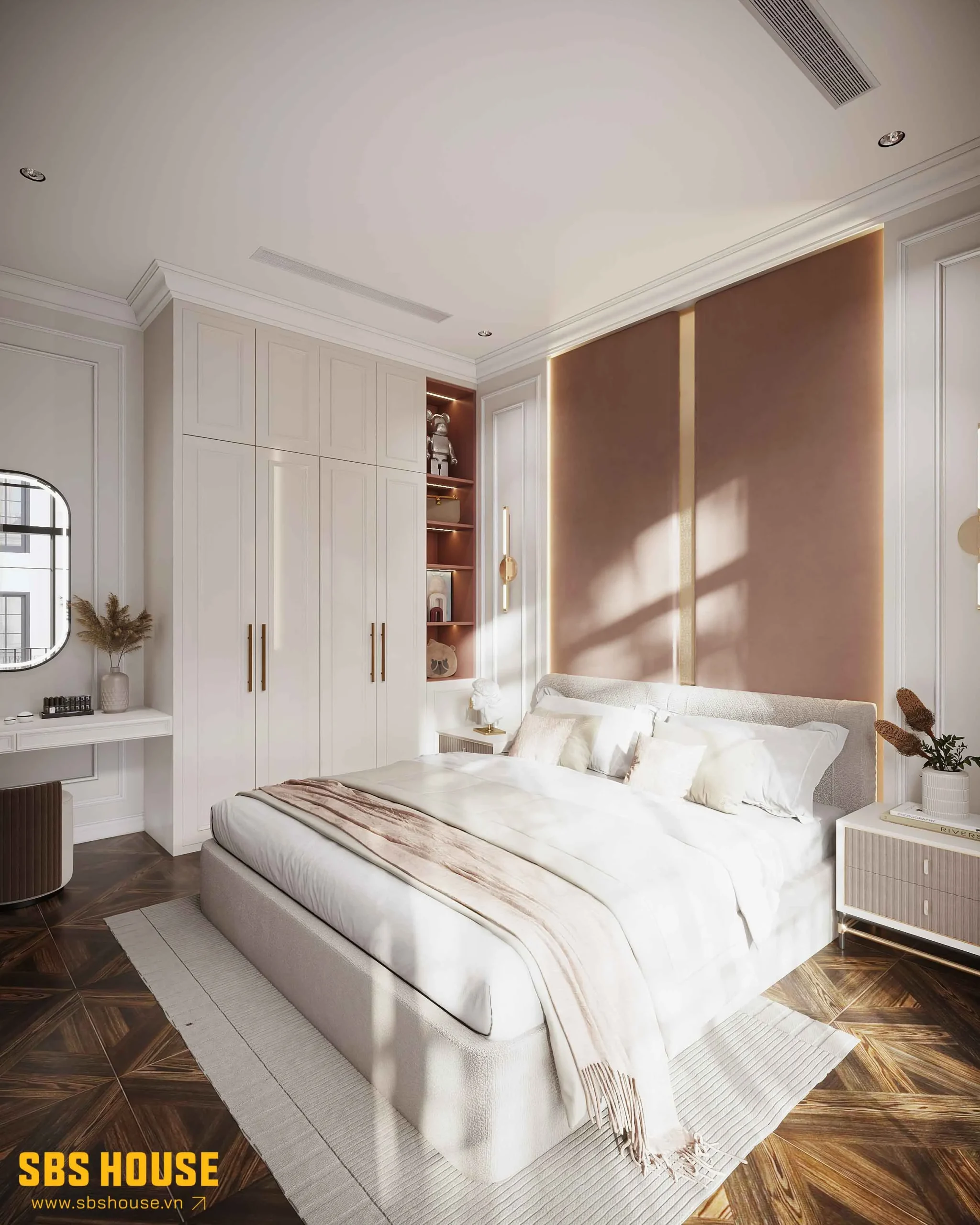 Mẫu thiết kế phòng ngủ đẹp cho nữ màu hồng