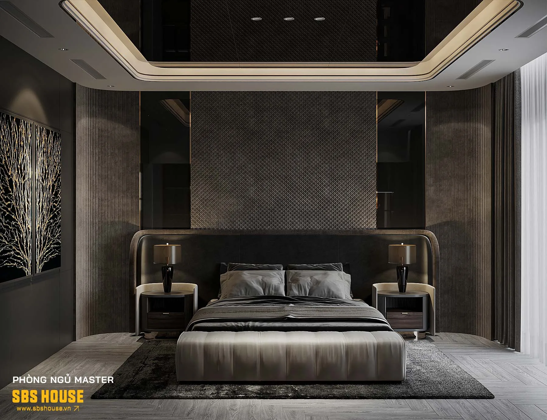 decor phòng ngủ tone màu tối