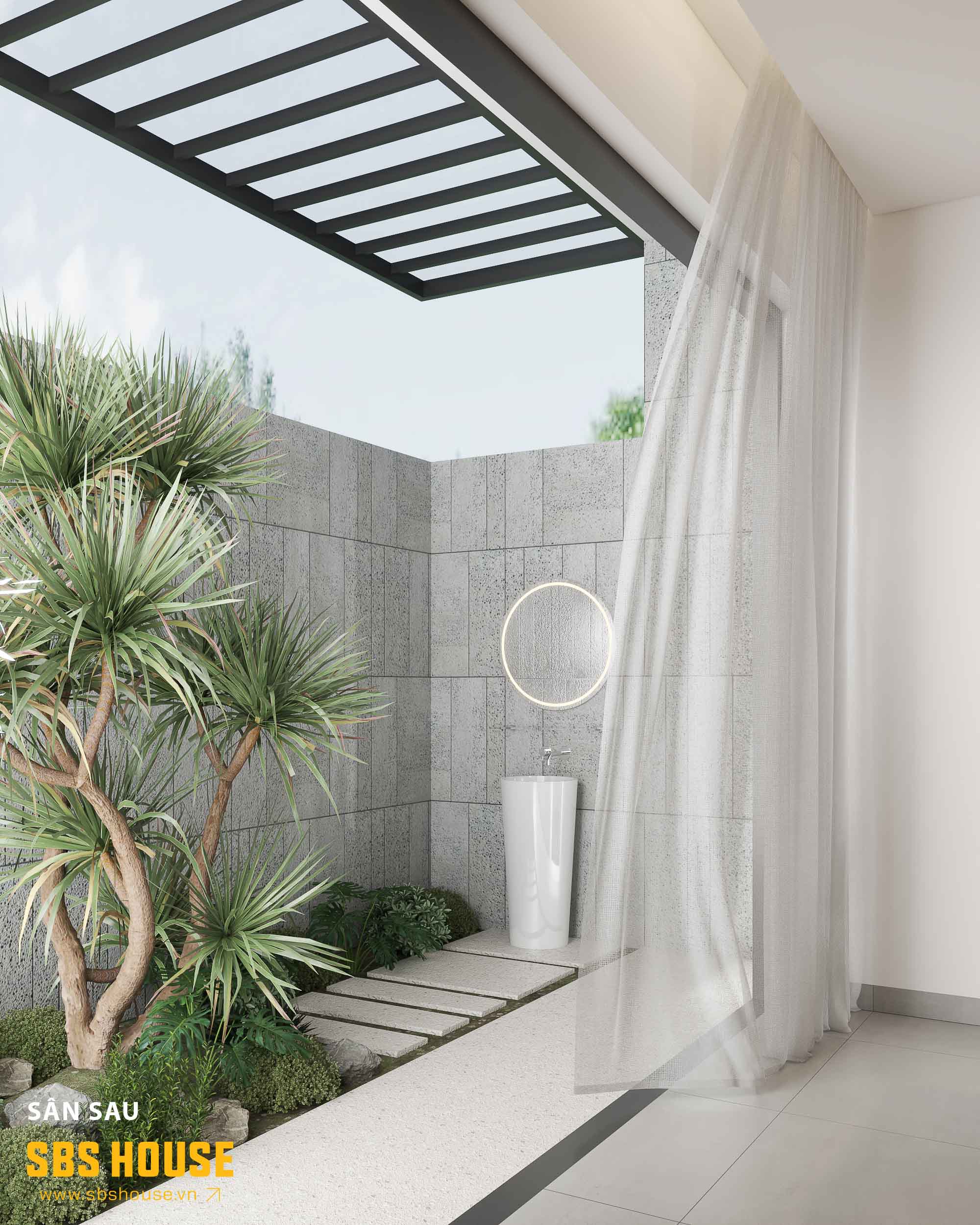 sân sau nhà phố 3 tầng