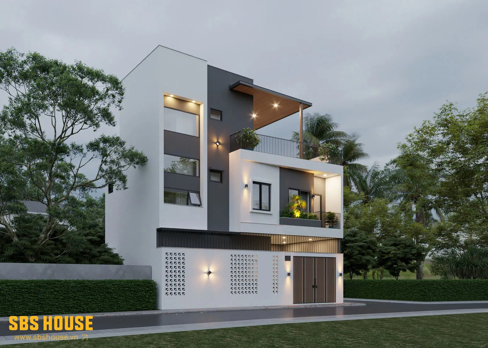 Thiết kế nhà 3 tầng 2 mặt tiền trên lô đất xéo, KTS của SBS HOUSE tính toán công năng kỹ lưỡng, đảm bảo xanh thoáng và tiện nghi 