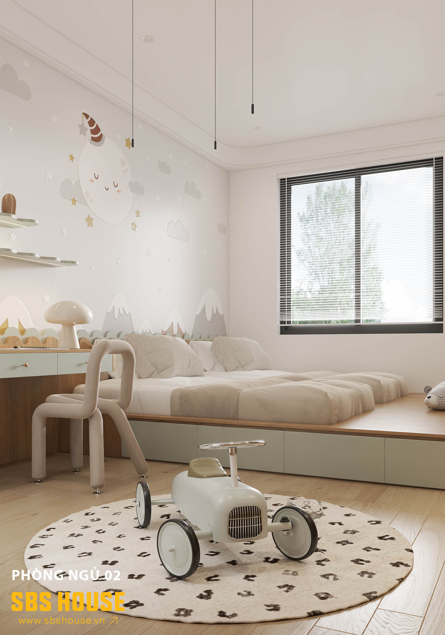 Mẫu thiết kế phòng ngủ cho 2 bé trai