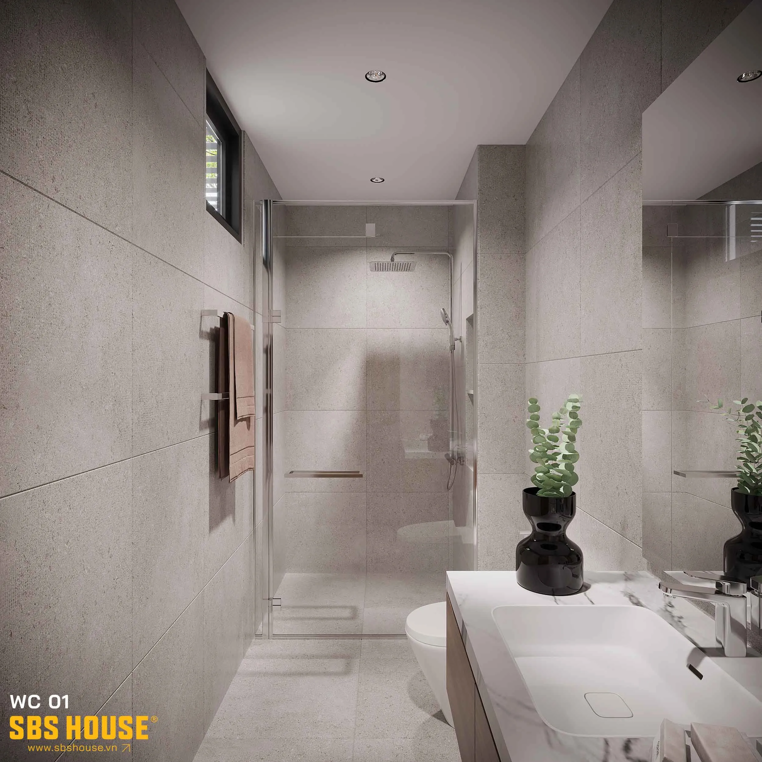 mẫu phòng tắm 5m2 thiết kế hiện đại