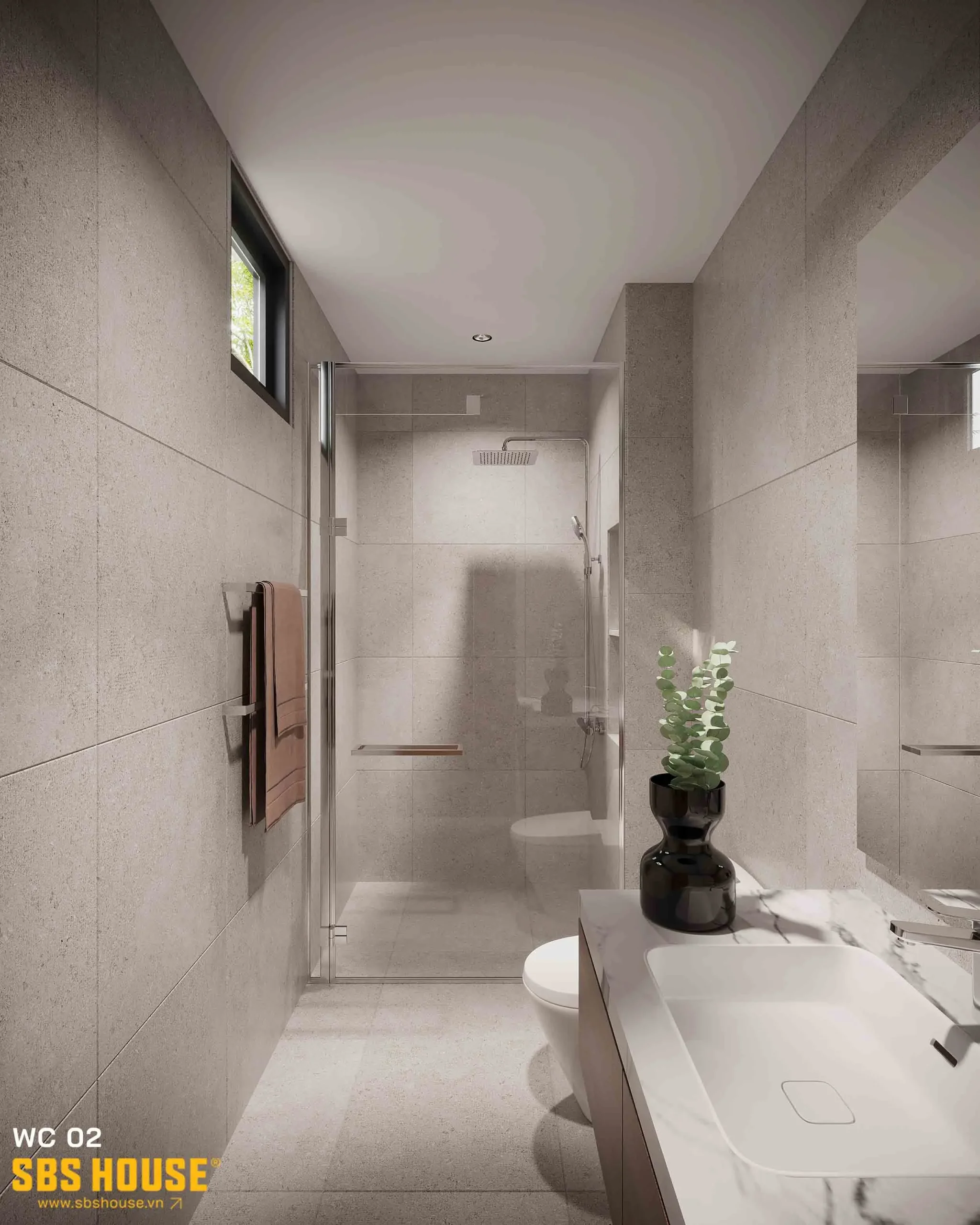 phòng tắm hiện đại 3m2 