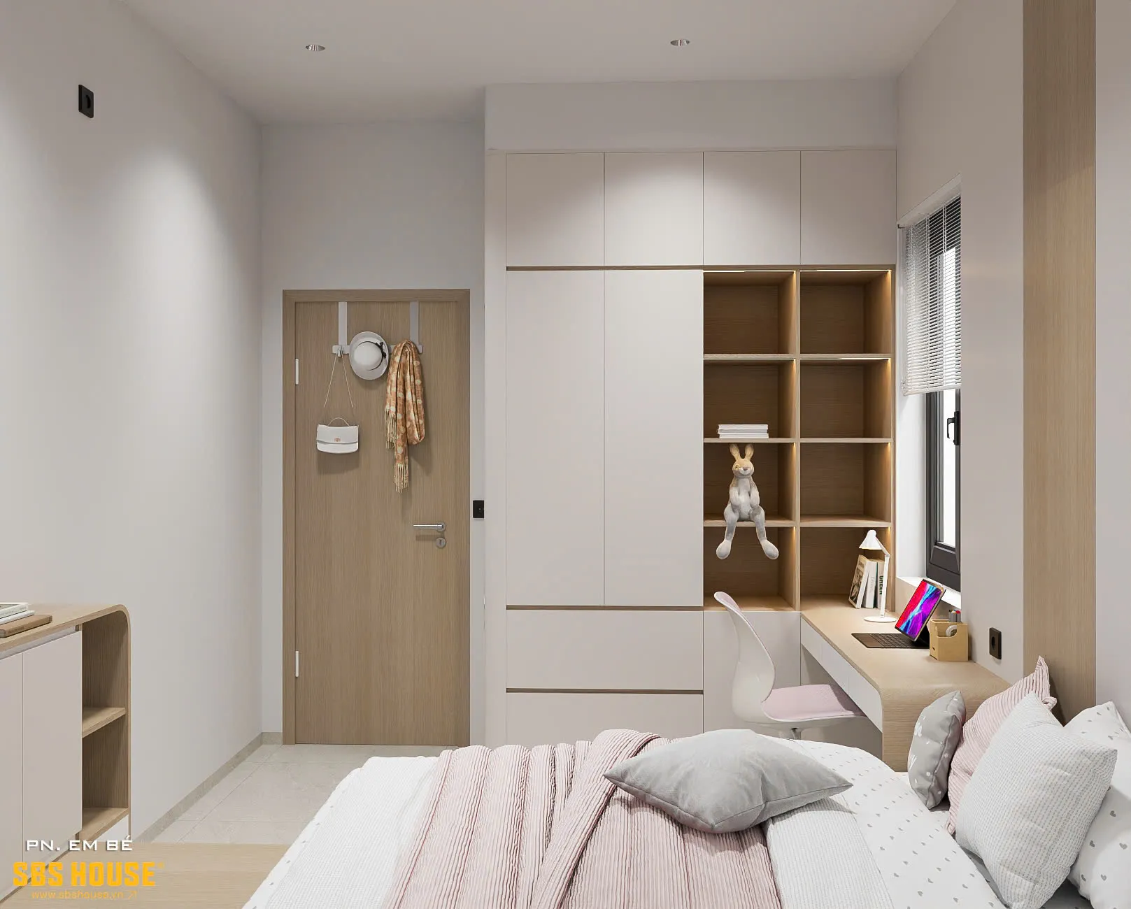 Mẫu phòng ngủ con gái 12 tuổi 12m2