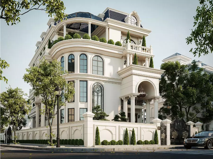 mẫu nhà biệt thự 4 tầng đẹp kiểu Pháp