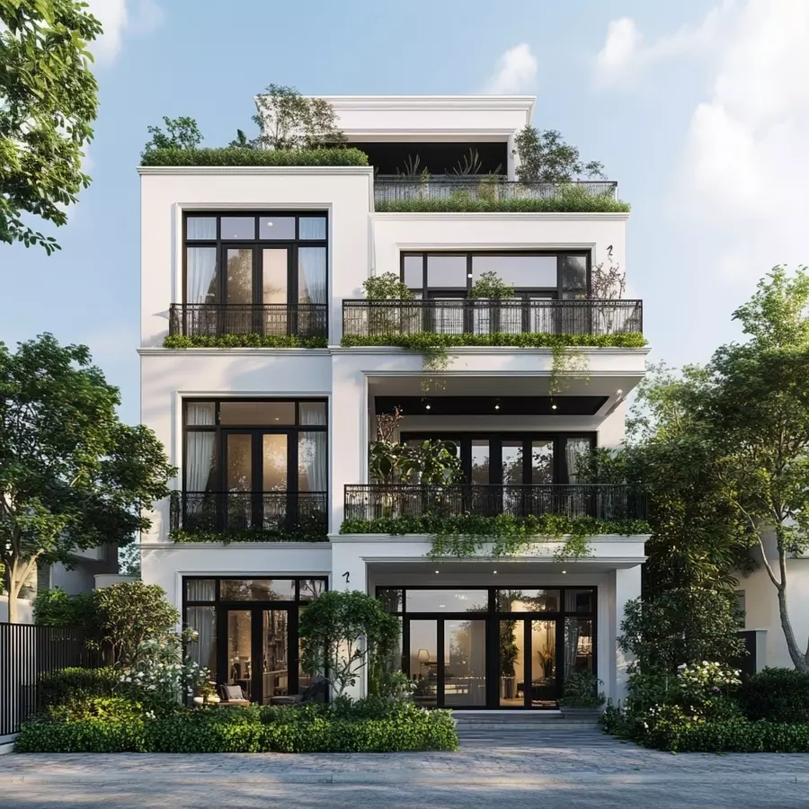 mẫu biệt thự nhà vườn 4 tầng hiện đại