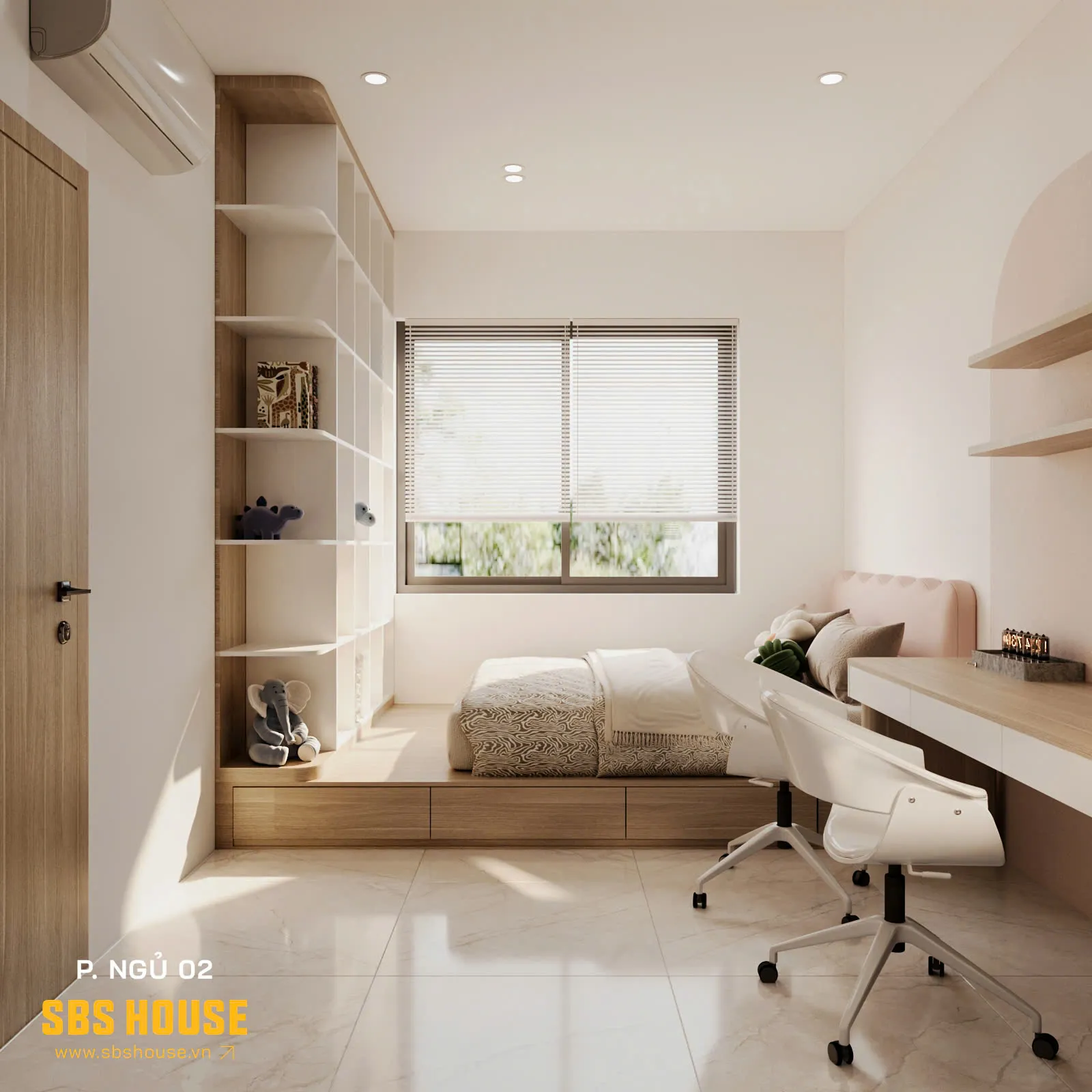 phòng ngủ bé gái 12 tuổi 13m2