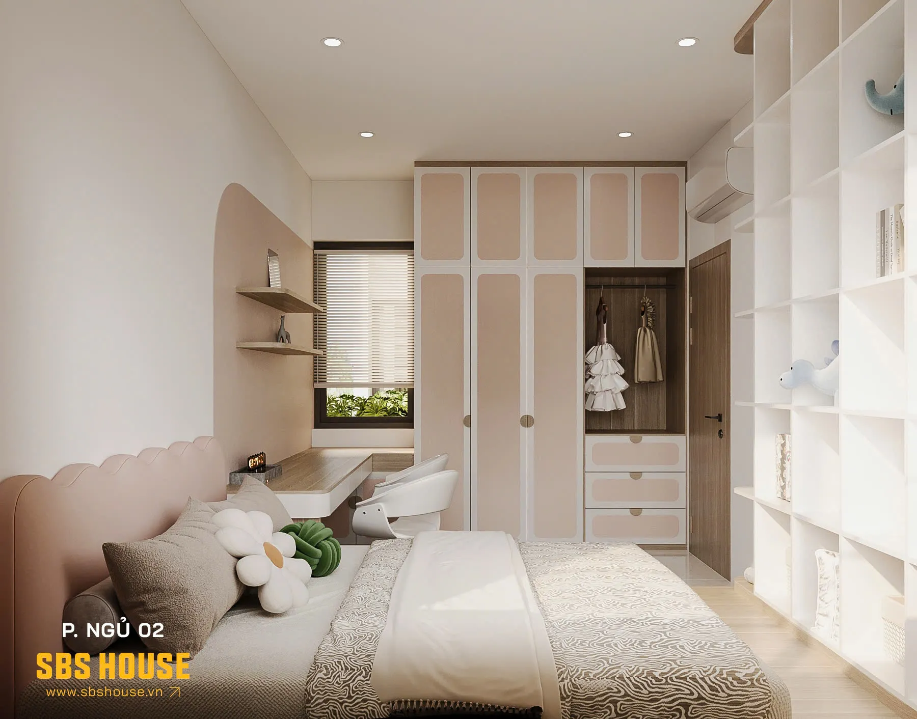 phòng ngủ bé gái 12 tuổi 13m2