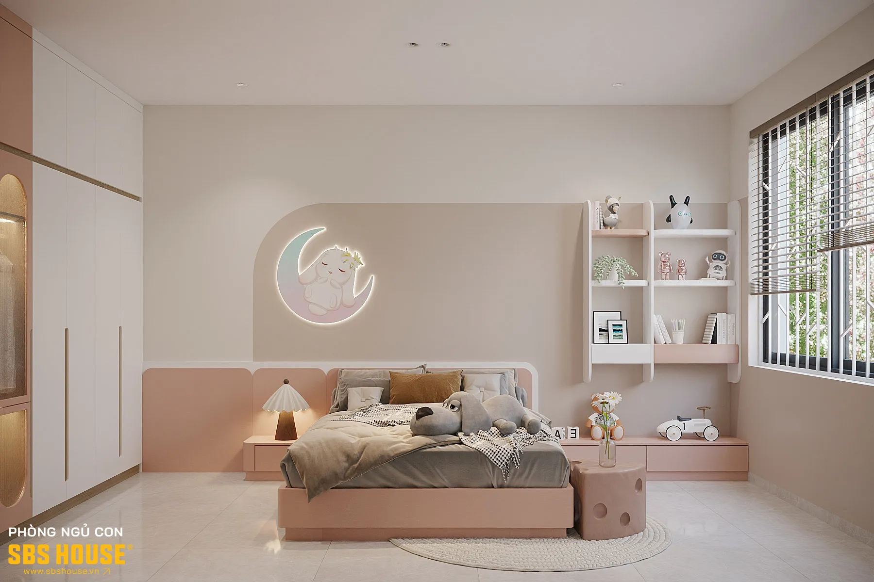 Phòng ngủ con gái 12 tuổi 14m2