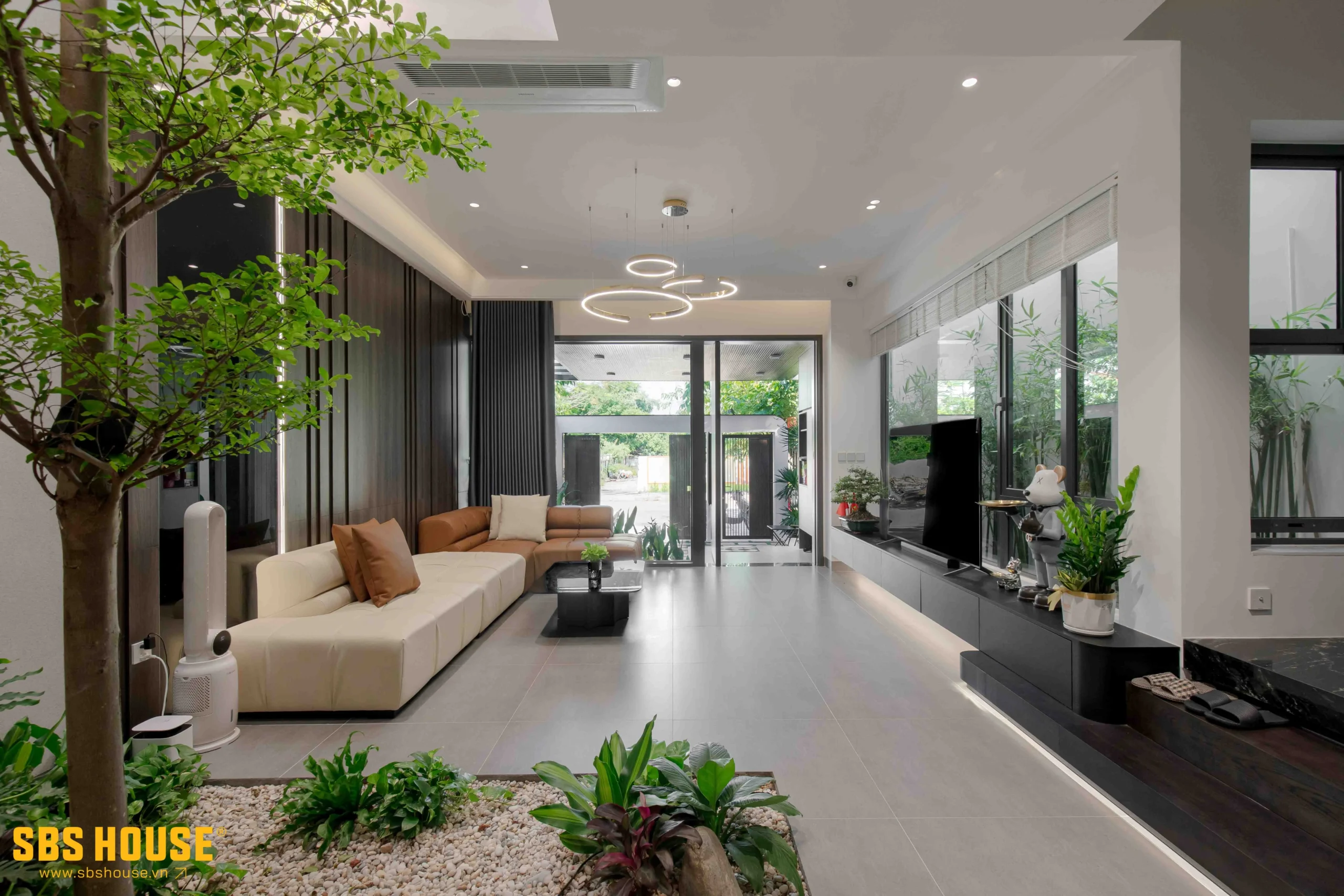 Hình ảnh phòng khách thực tế trong các dự án SBS HOUSE thi công