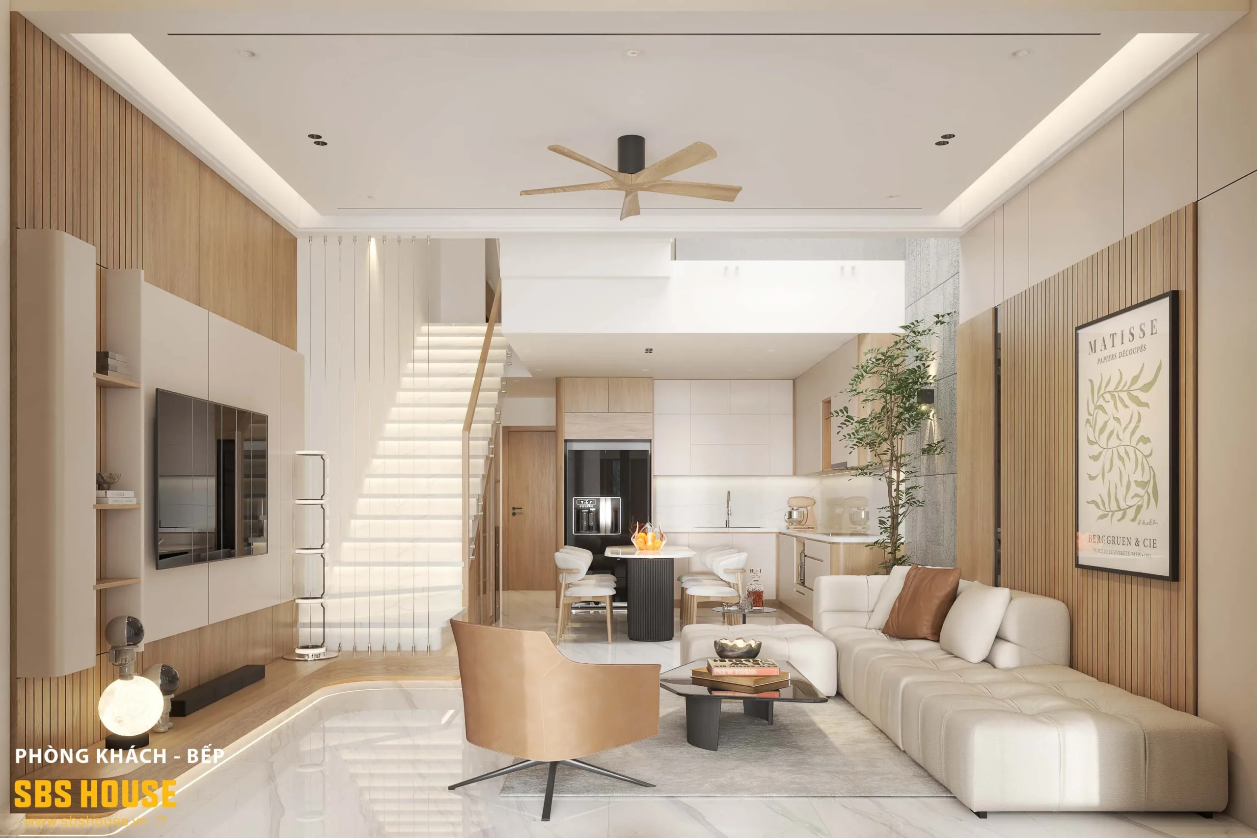 nội thất nhà mái bằng đẹp 3 tầng 