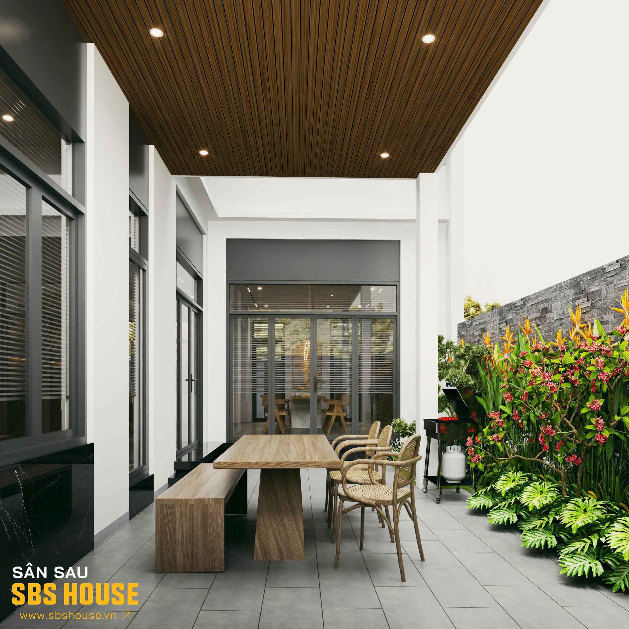 sân sau nhà phố hiện đại 