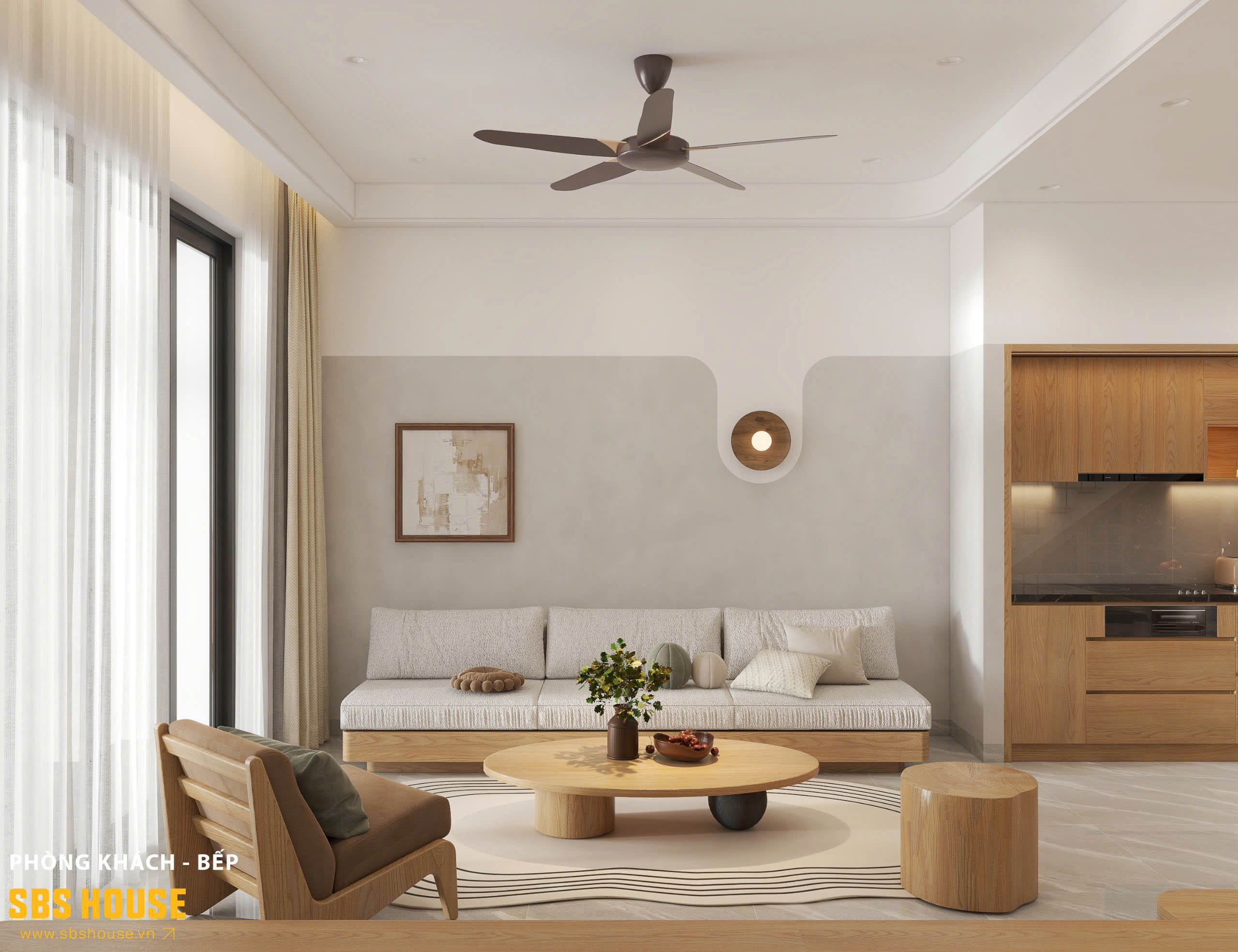 phòng khách nhà phố hiện đại 