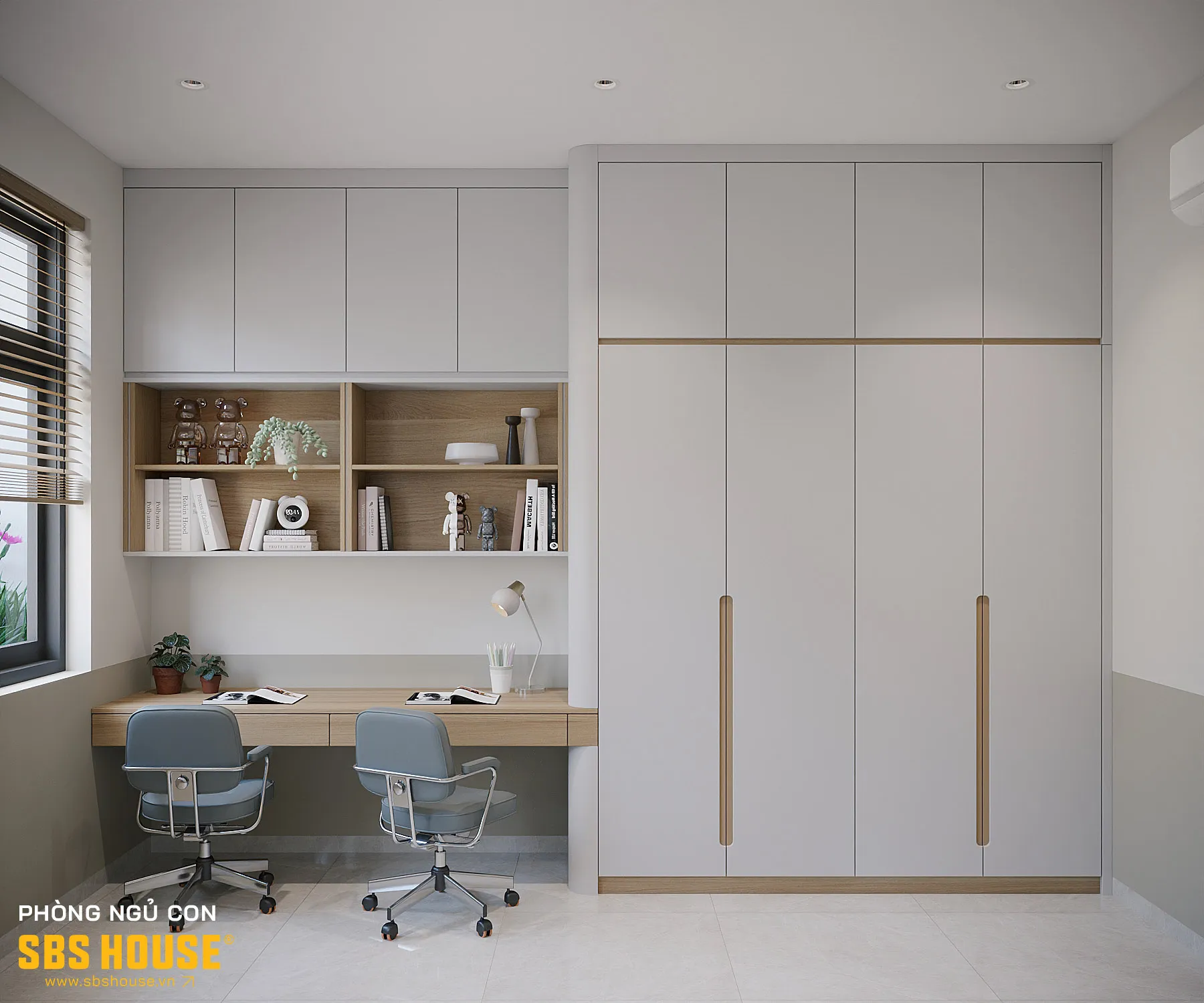 Mẫu thiết kế phòng ngủ cho 2 bé trai