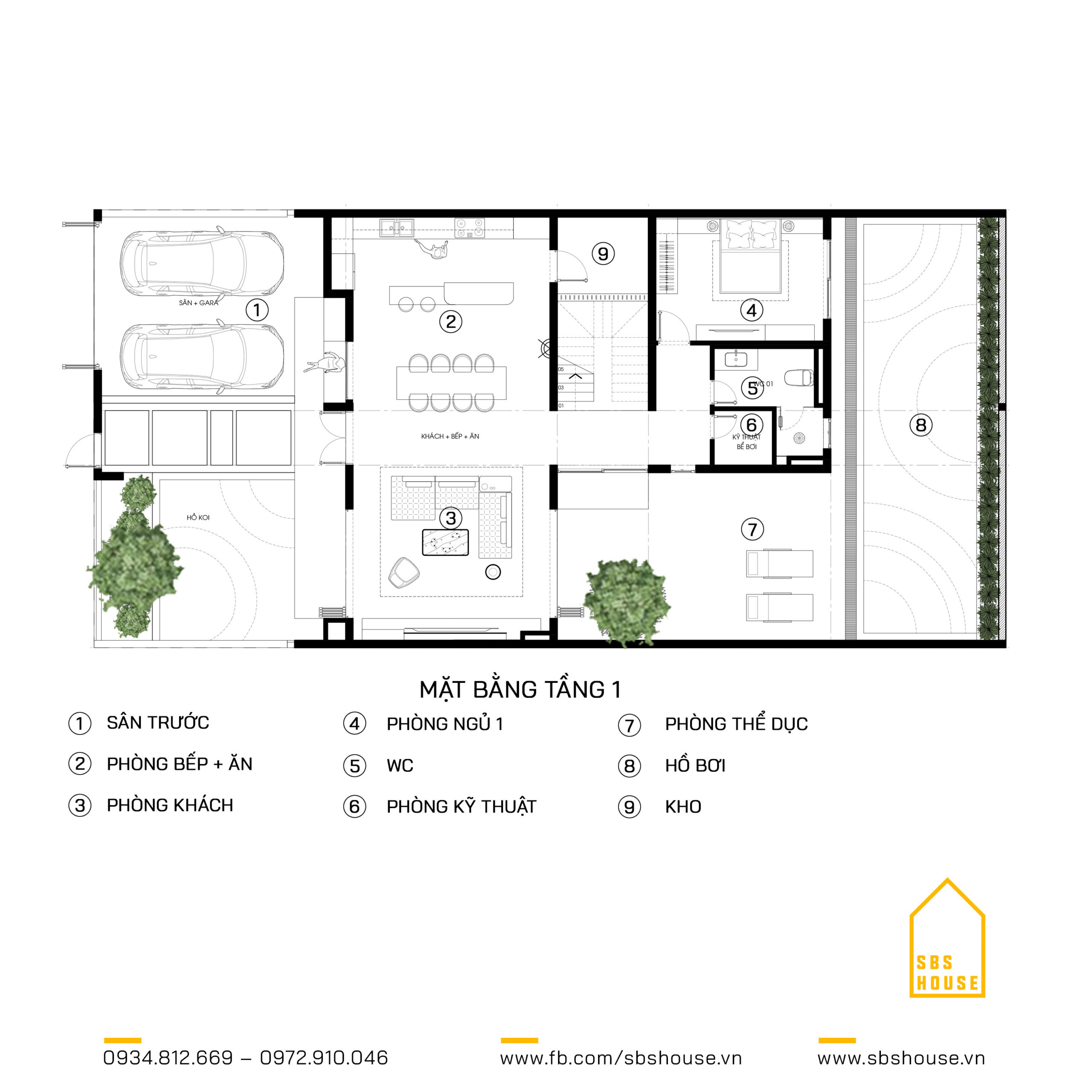 Bản vẽ công năng mẫu biệt thự 3 tầng hiện đại
