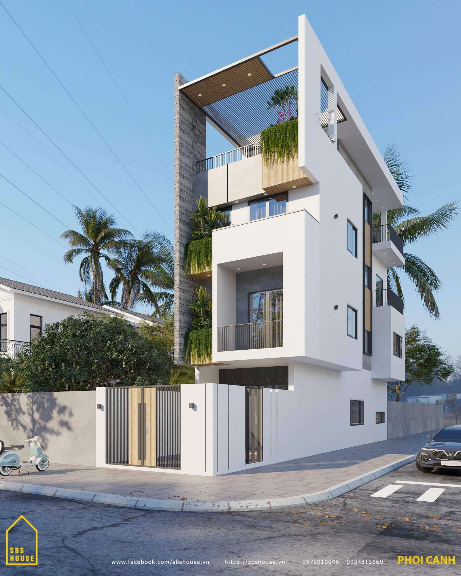 Mẫu thiết kế nhà 3 tầng 4x20m với 2 mặt tiền