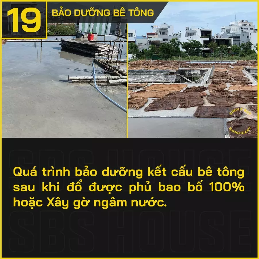 Cần bảo dưỡng bê tông móng kỹ lưỡng sau khi đổ, đảm bảo chất lượng cho móng nhà 5 tầng