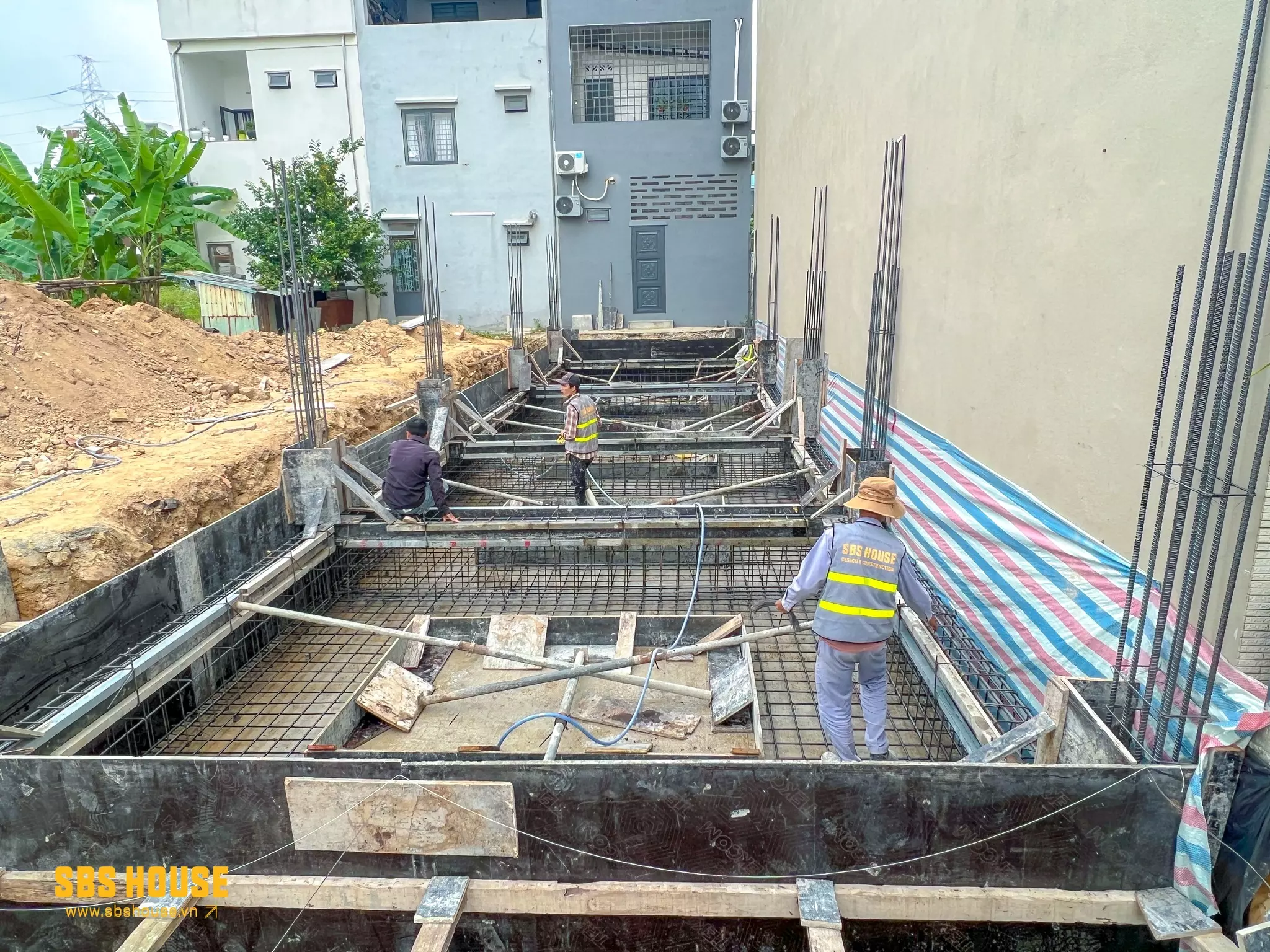 Móng bè nhà 5 tầng