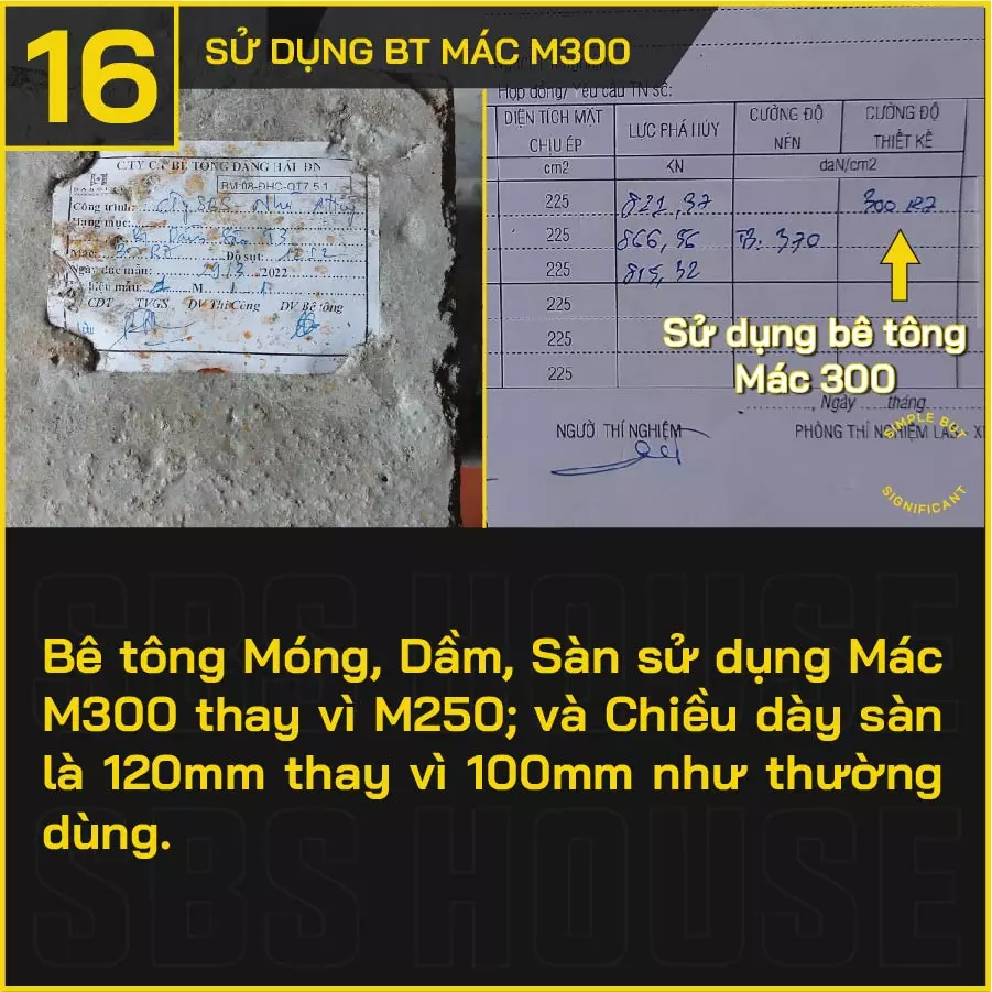Việc thi công móng nhà 5 tầng tại SBS HOUSE sử dụng vật liệu chất lượng cao