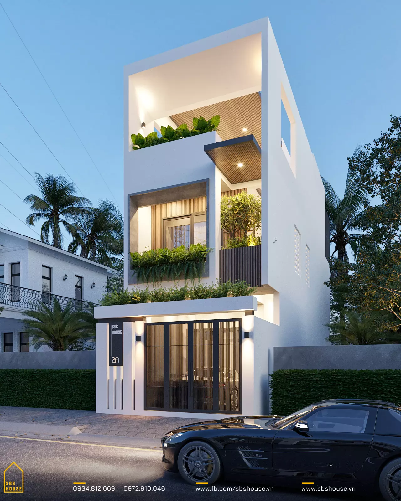 Mặt tiền nhà 1 trệt 2 lầu 5x18m hiện đại