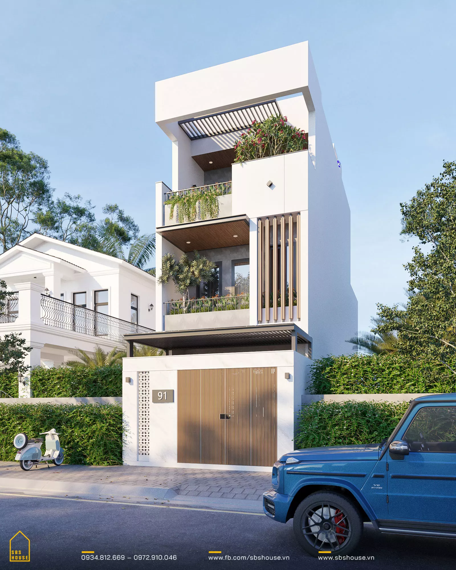 Mẫu nhà 1 trệt 2 lầu 5x18m 3 phòng ngủ