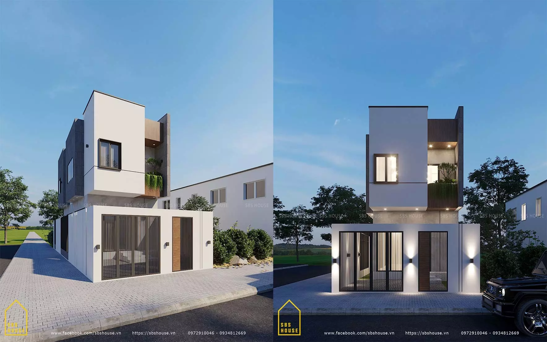 Ngoại thất nhà lệch tầng 6x15m 