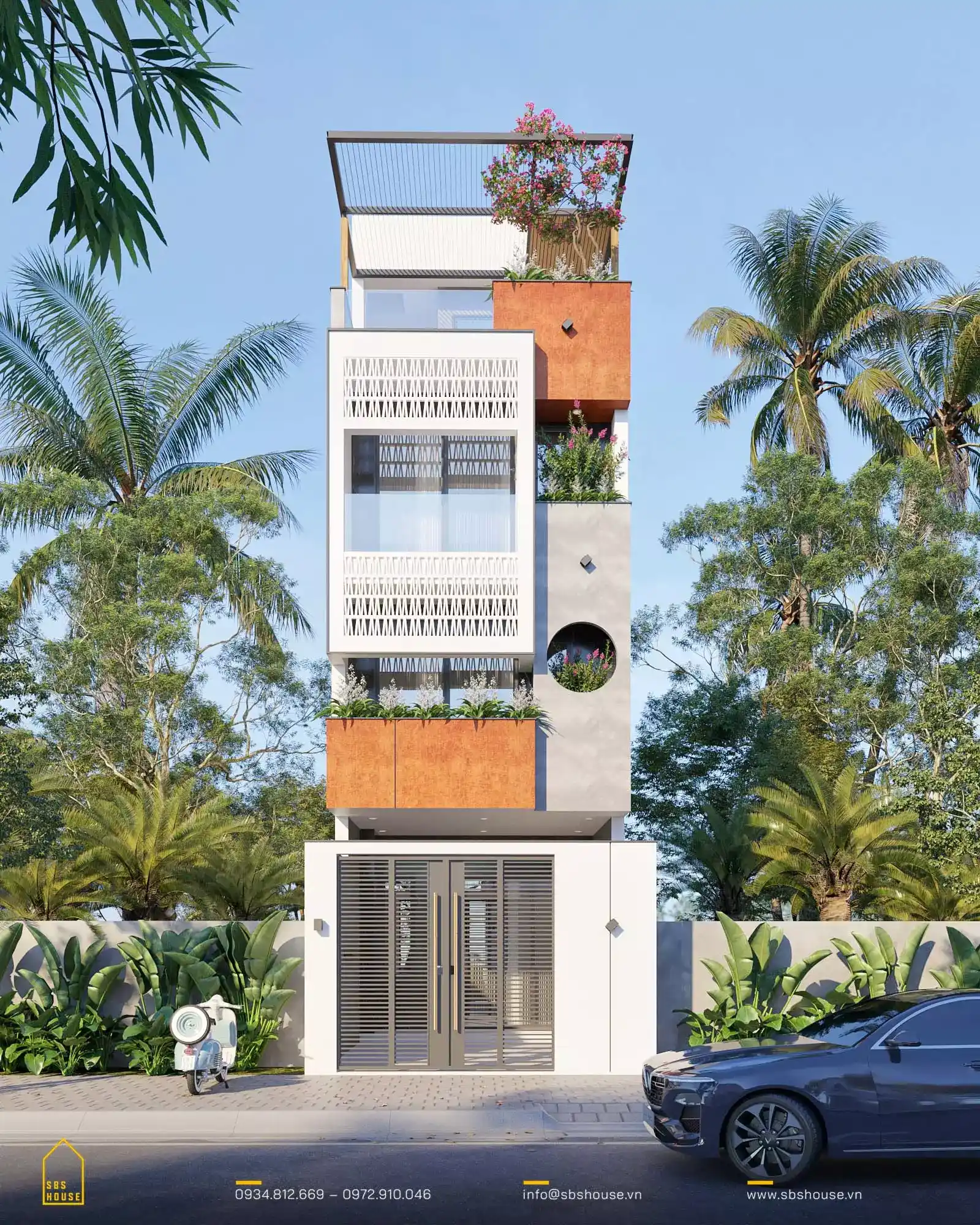 Mặt tiền lệch tầng có thang máy có diện tích đất 4,5x20m