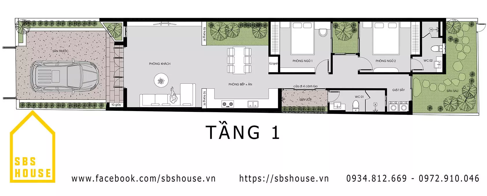 Không gian nhà mái bằng 100m2 với 1 tầng