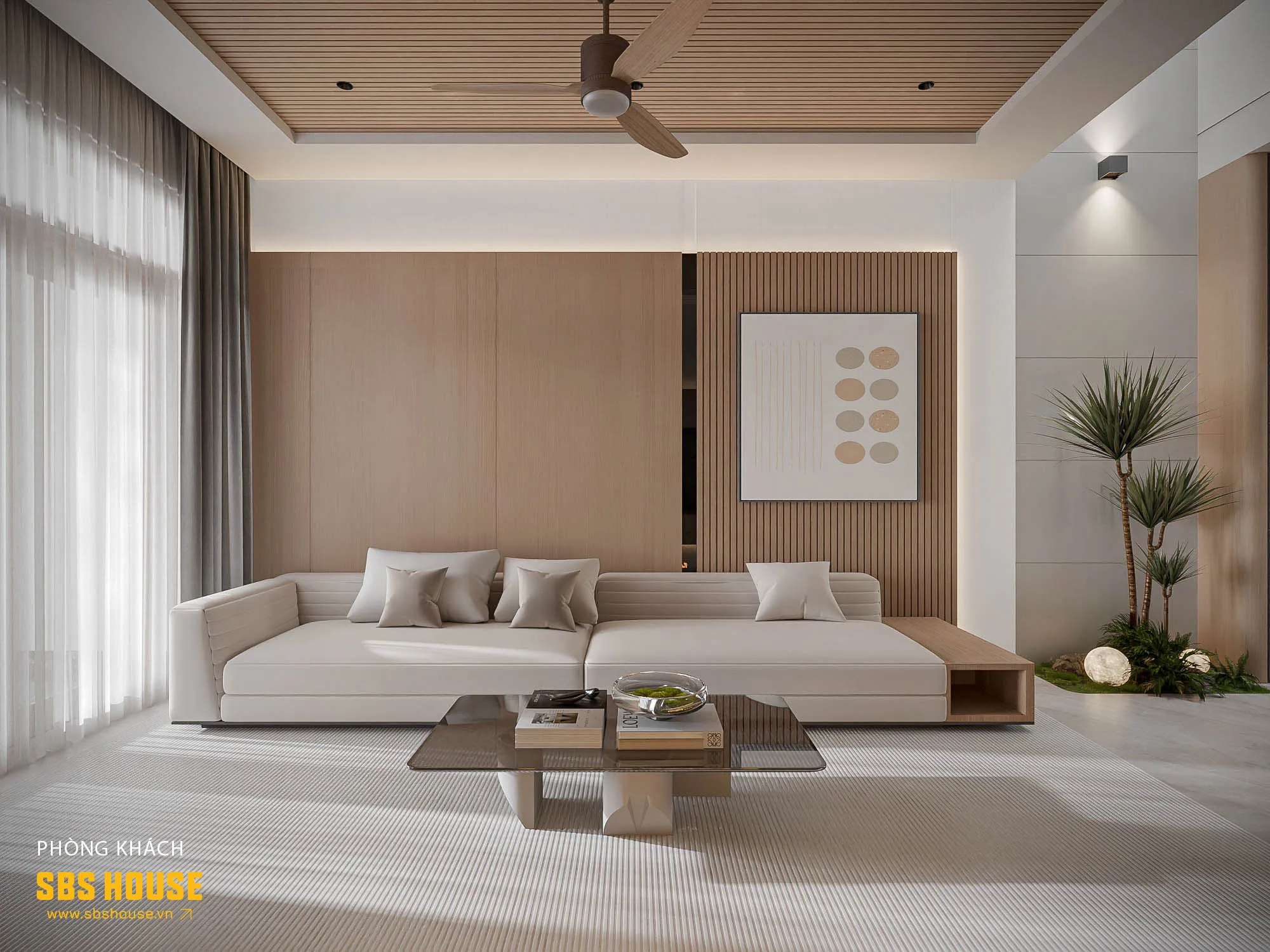 Phòng khách mẫu nhà mái bằng với diện tích 100m2