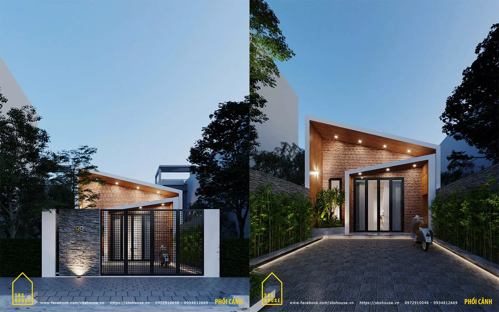 Toàn diện ngoại thất của mẫu nhà mái bằng diện tích 100m2 1 tầng