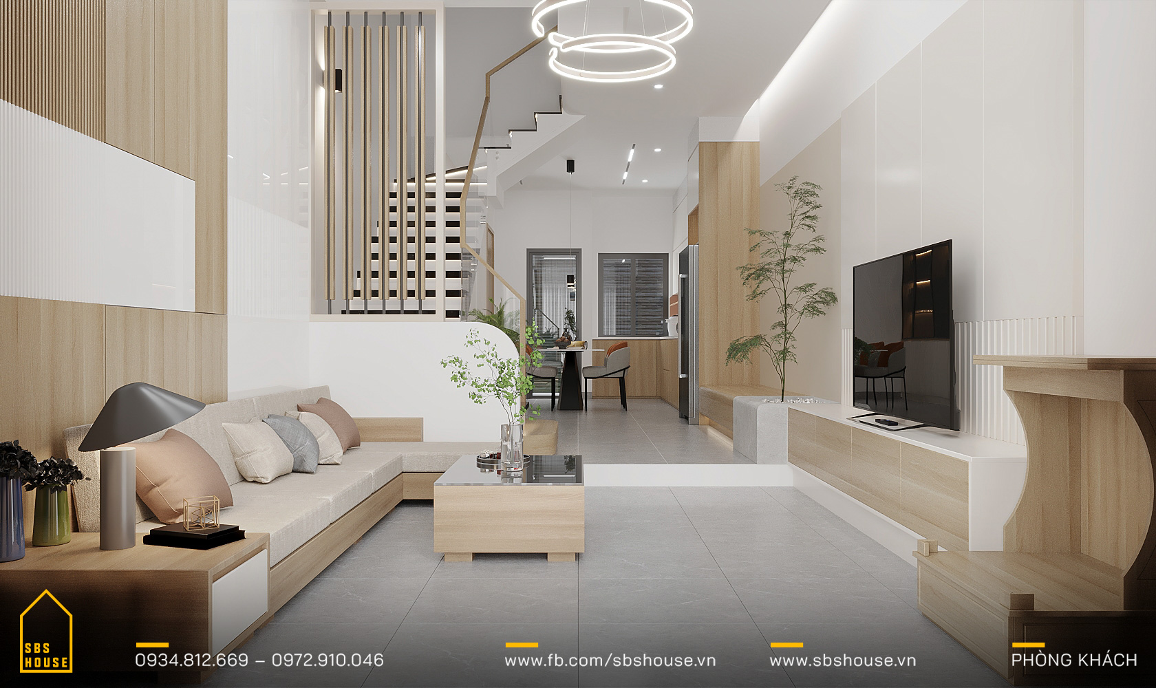 nội thất hiện đại kết hợp tối giản nhà 1 trệt 2 lầu 4x15m 