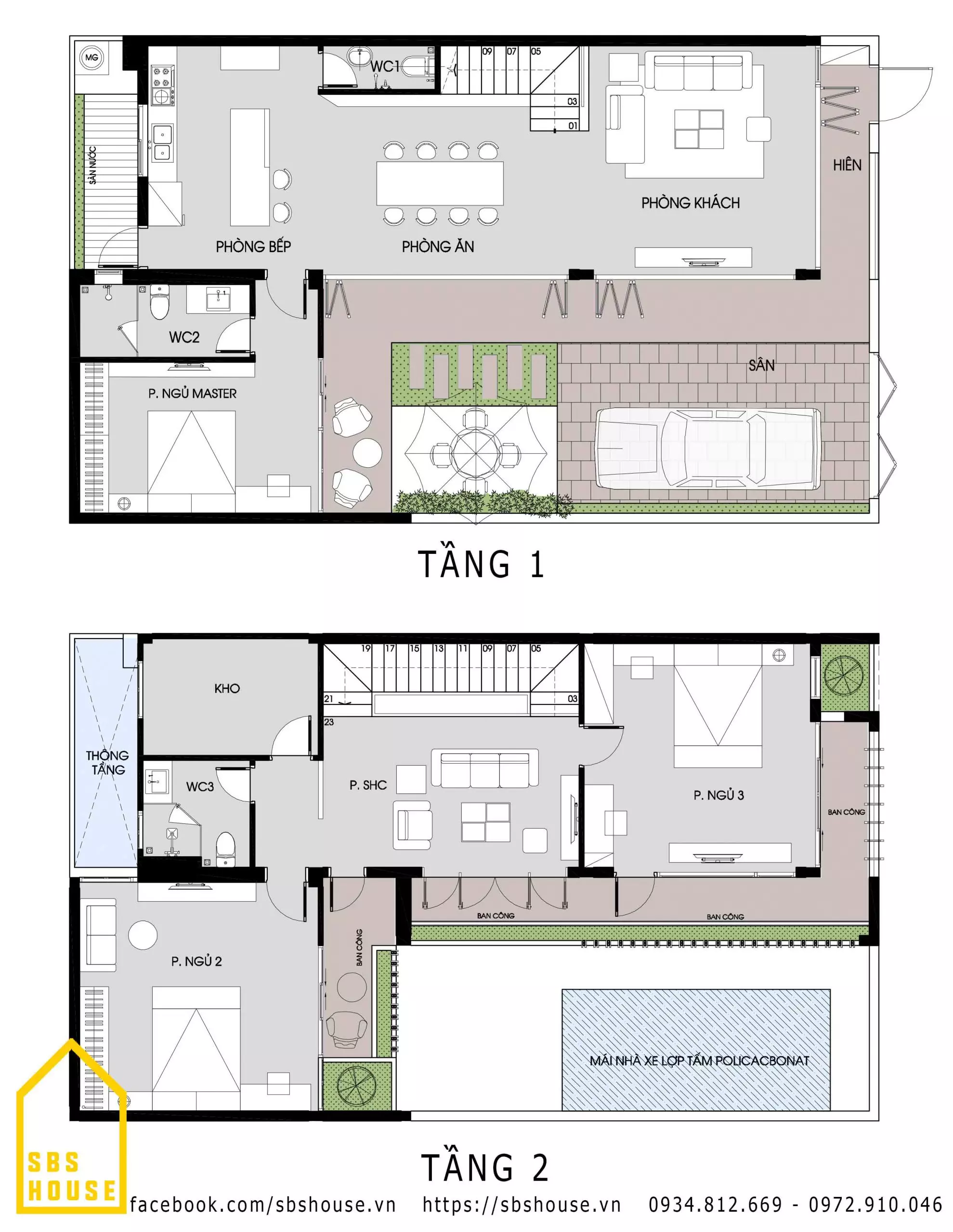 Mặt bằng công năng nhà 160m2 mặt tiền chắn nắng hướng Tây