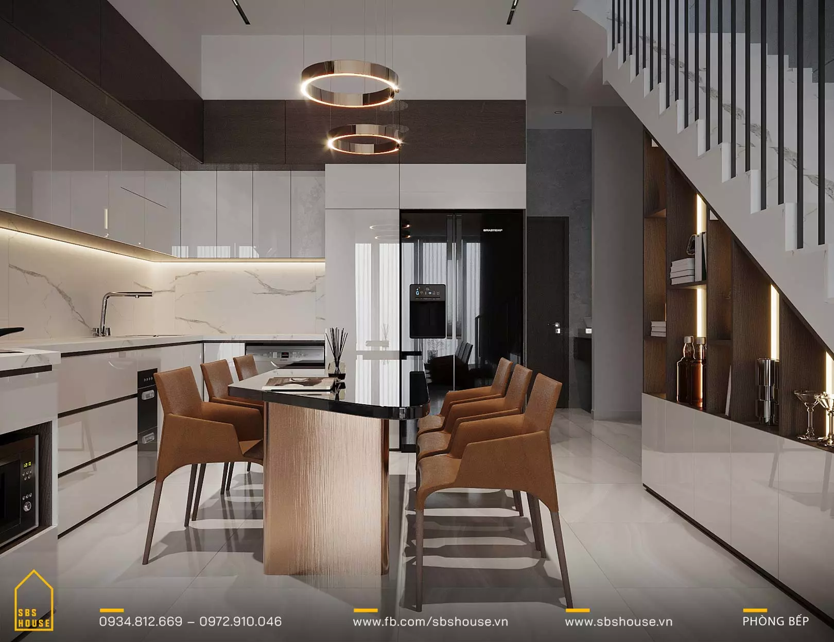 Thiết kế phòng bếp 15m2 phong cách hiện đại