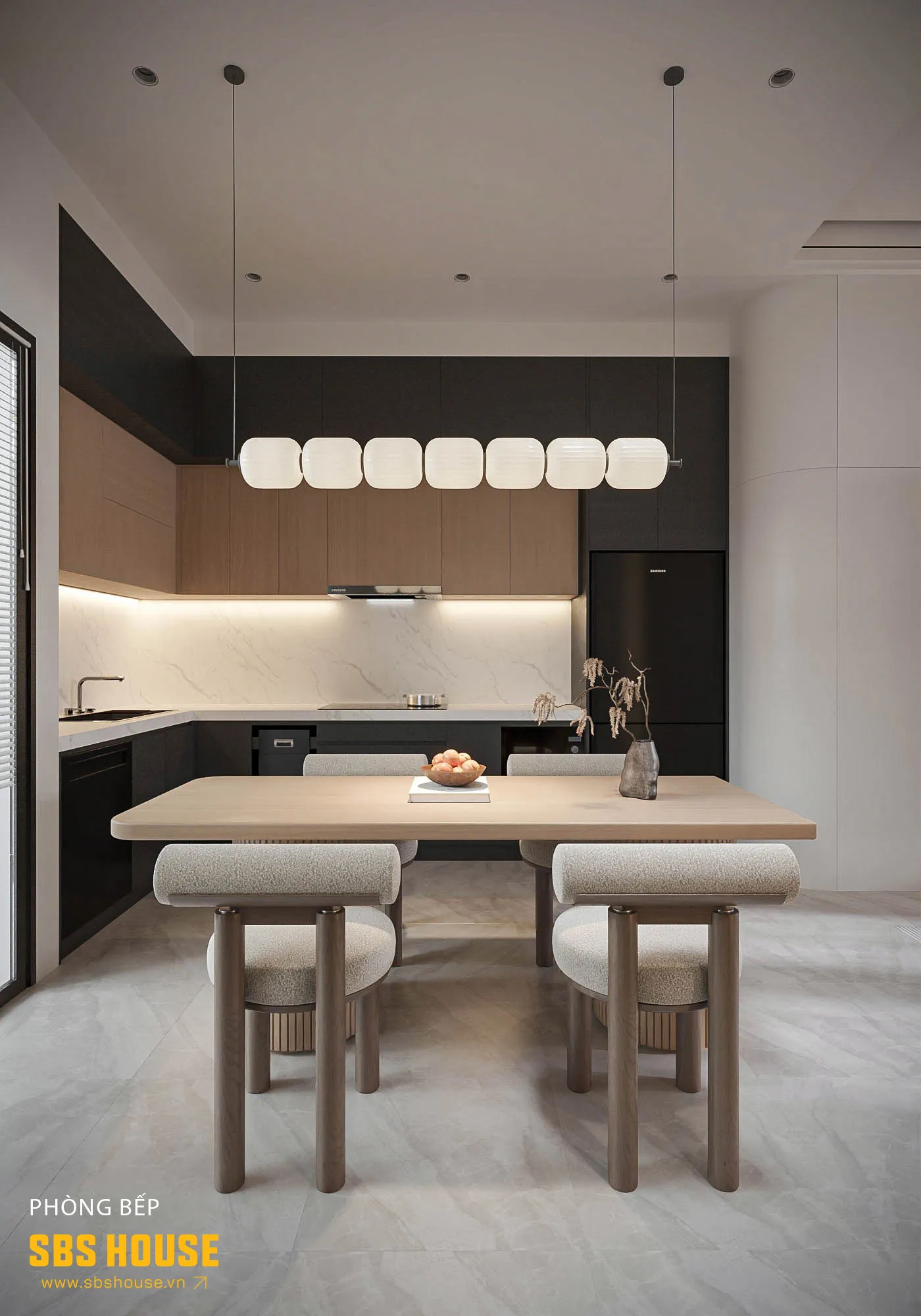 Thiết kế phòng bếp 15m2 tối giản nhưng vẫn đảm bảo đáp ứng nhu cầu sinh hoạt của gia chủ