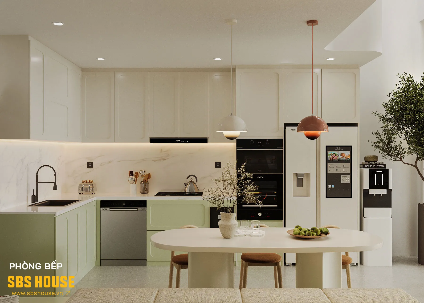 Mẫu thiết kế phòng bếp 15m2 hiện đại