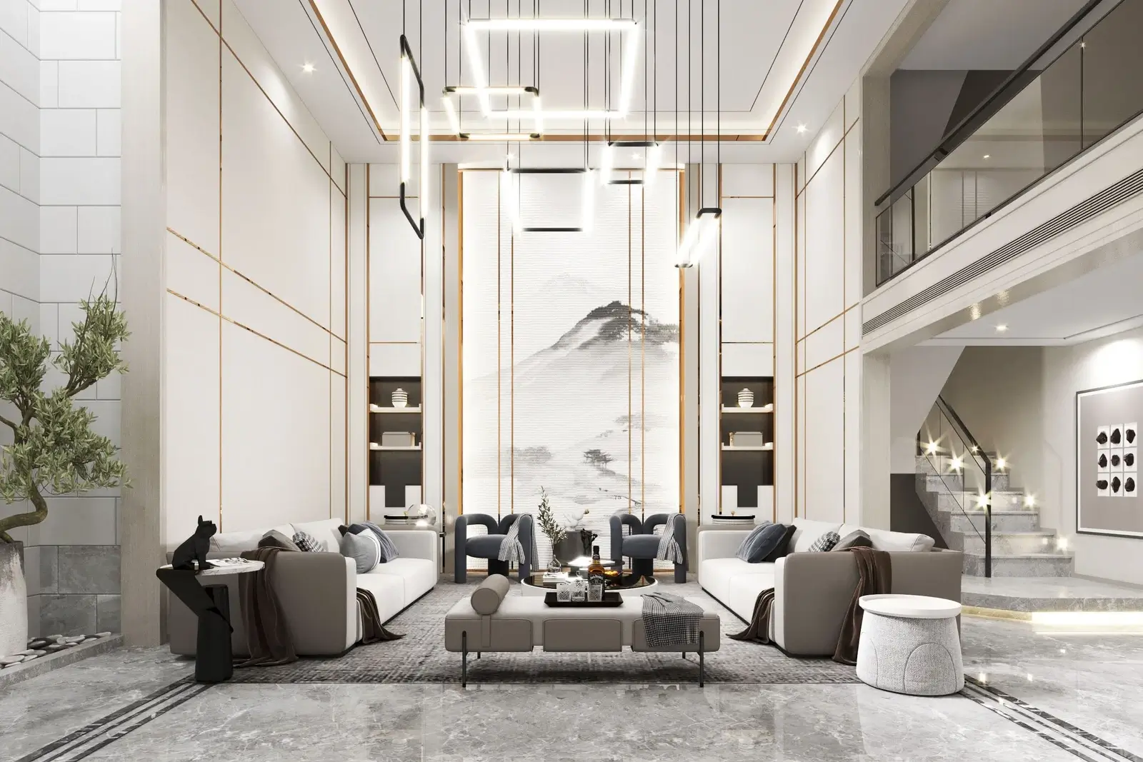 lựa chọn vật liệu nội thất phòng khách rộng 50m2