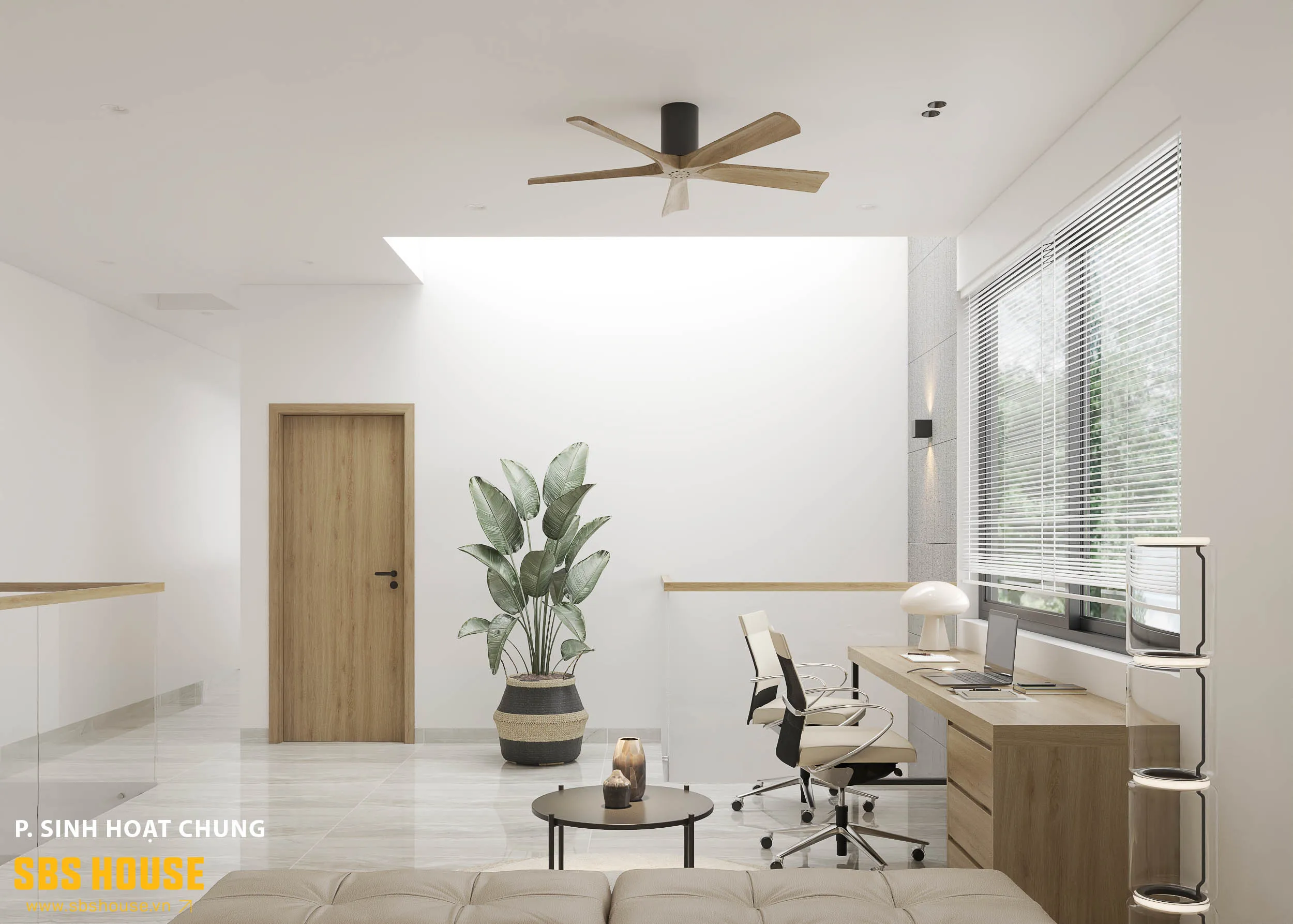 Cửa sổ kính lớn giúp mở rộng tầm nhìn, mang lại cảm giác hòa mình với thiên nhiên