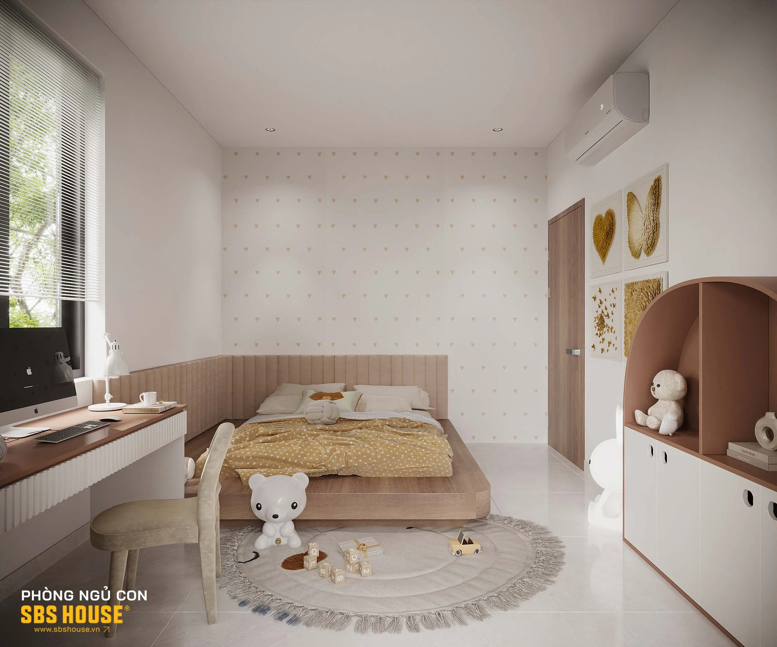 Mẫu phòng ngủ con gái 12 tuổi 15m2