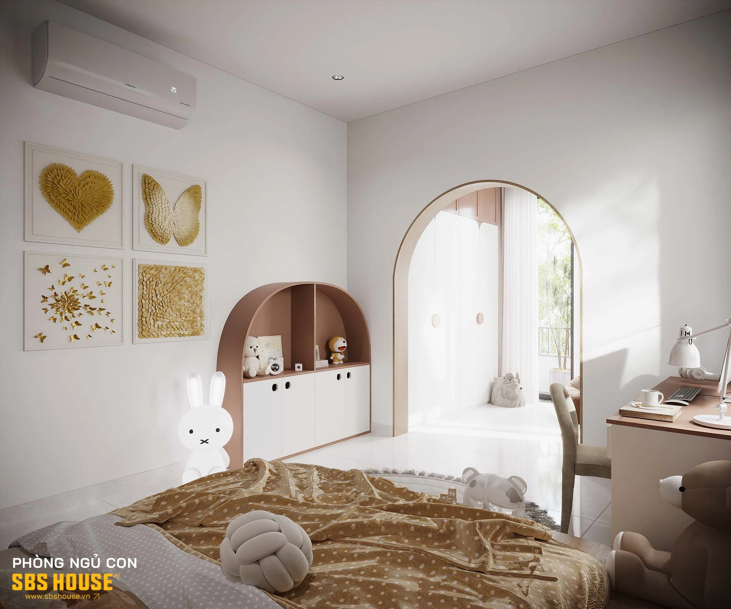 Mẫu phòng ngủ con gái 12 tuổi 15m2