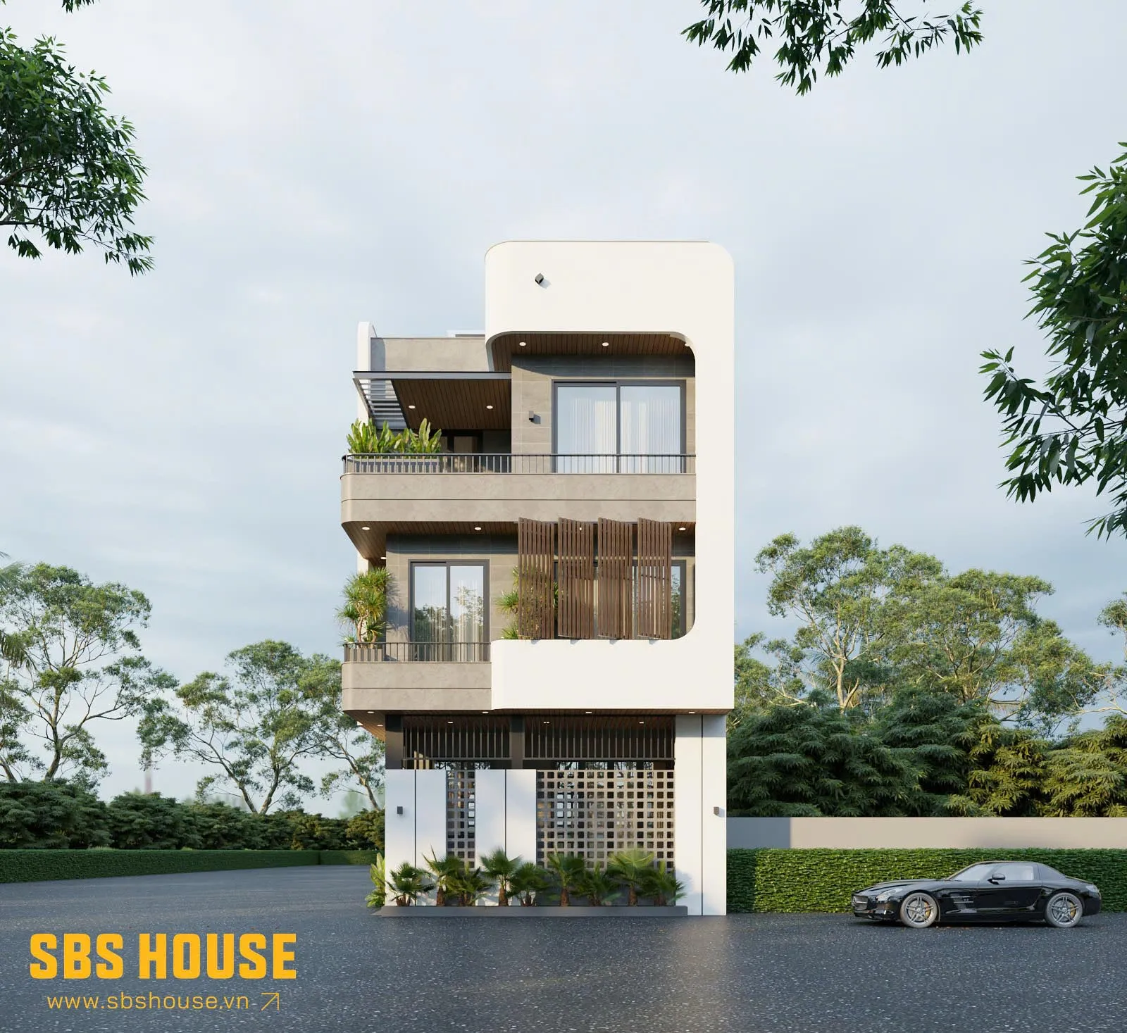 Kiến trúc hiện đại không phô trương nhưng đủ để C's House nổi bật nhờ sự cân đối, hài hòa và hợp lý trong từng chi tiết